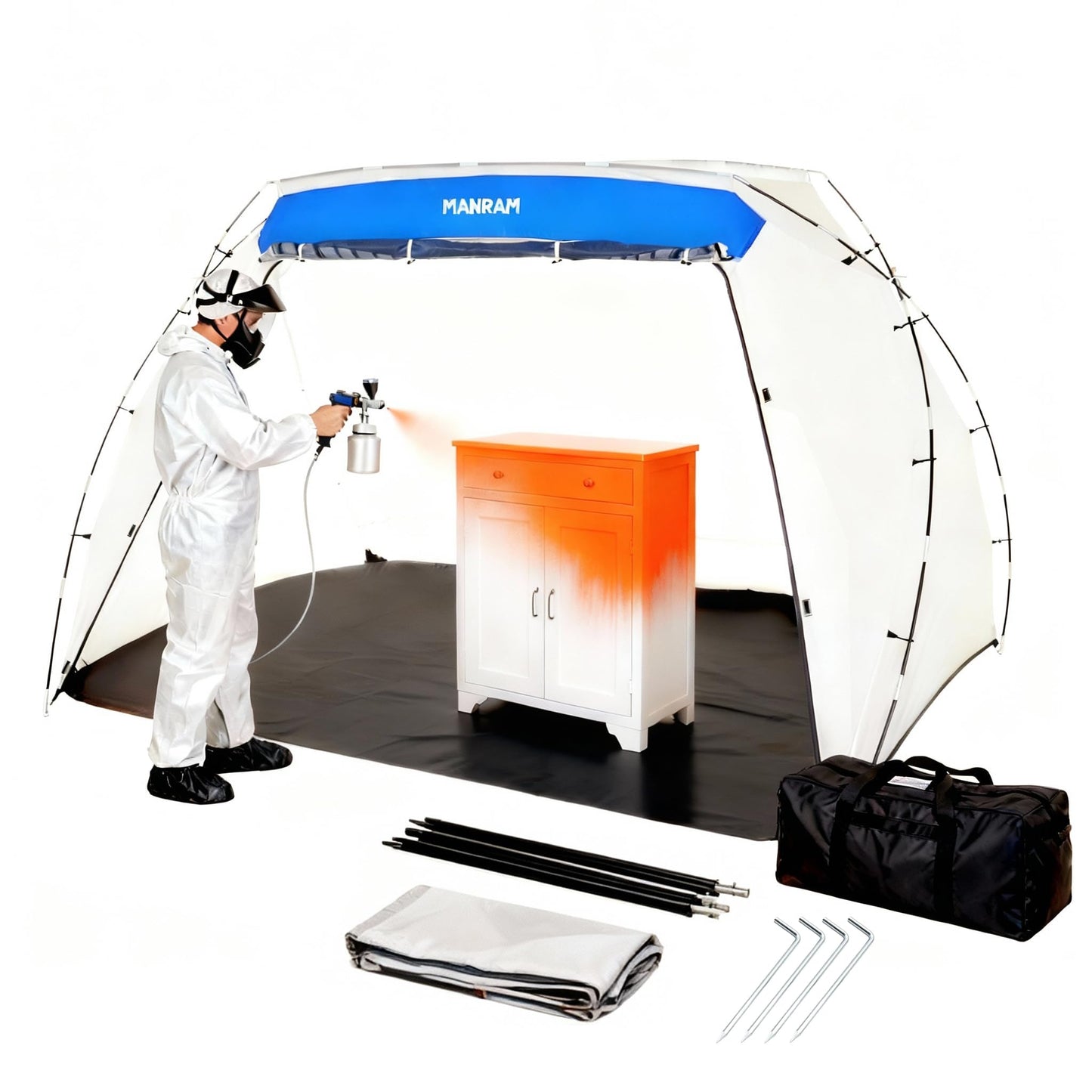 Portable Paint Tent (10x7x6 ft) Large Paint Booth with Built-in Floor, Mesh Screen, Windproof Hooks, and Storage Bag – Ideal for DIY Painting Projects