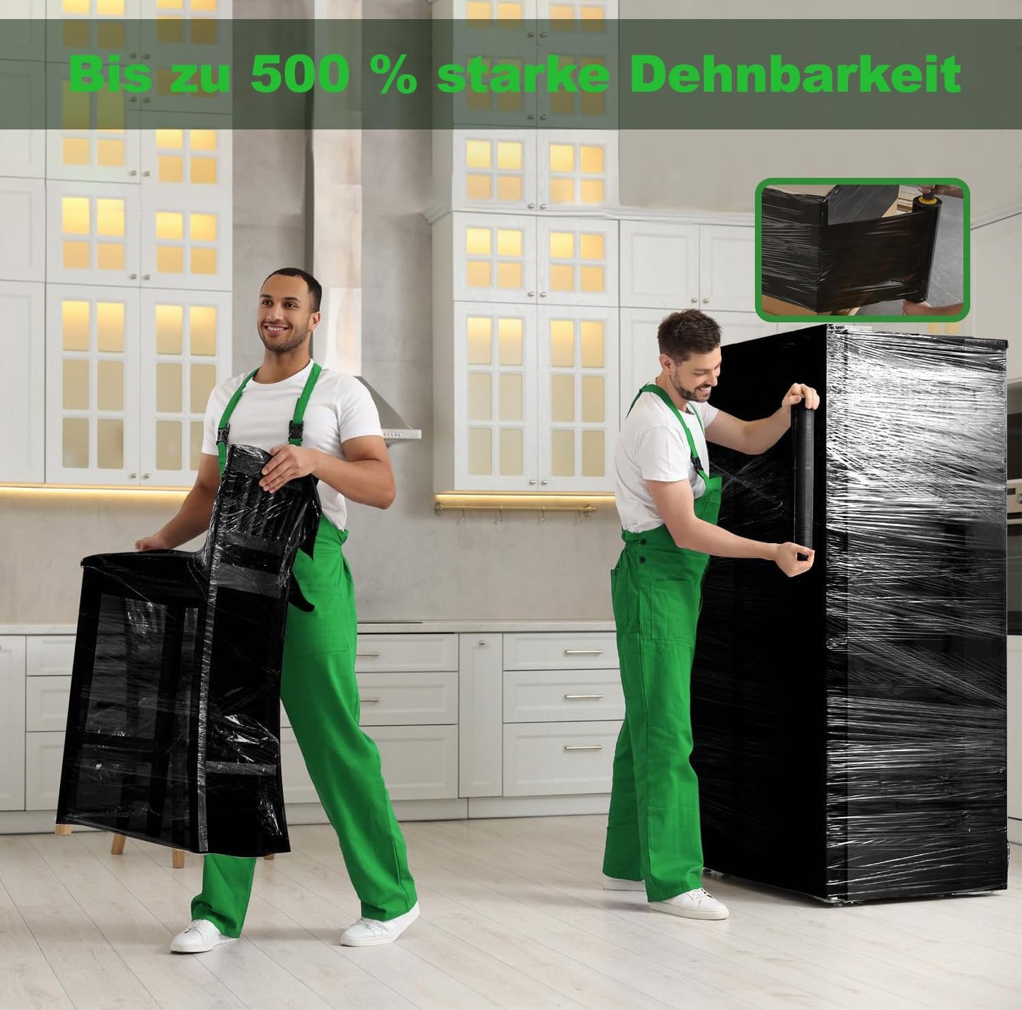 2 Rolls Black Stretch Wrap 15"x1000 Feet Stretch Film Shrink Wrap Packing Moving Suppliers for Shipping Moving Suppliers Packing Pallet Wrapping Surface Protection 60 Gauge