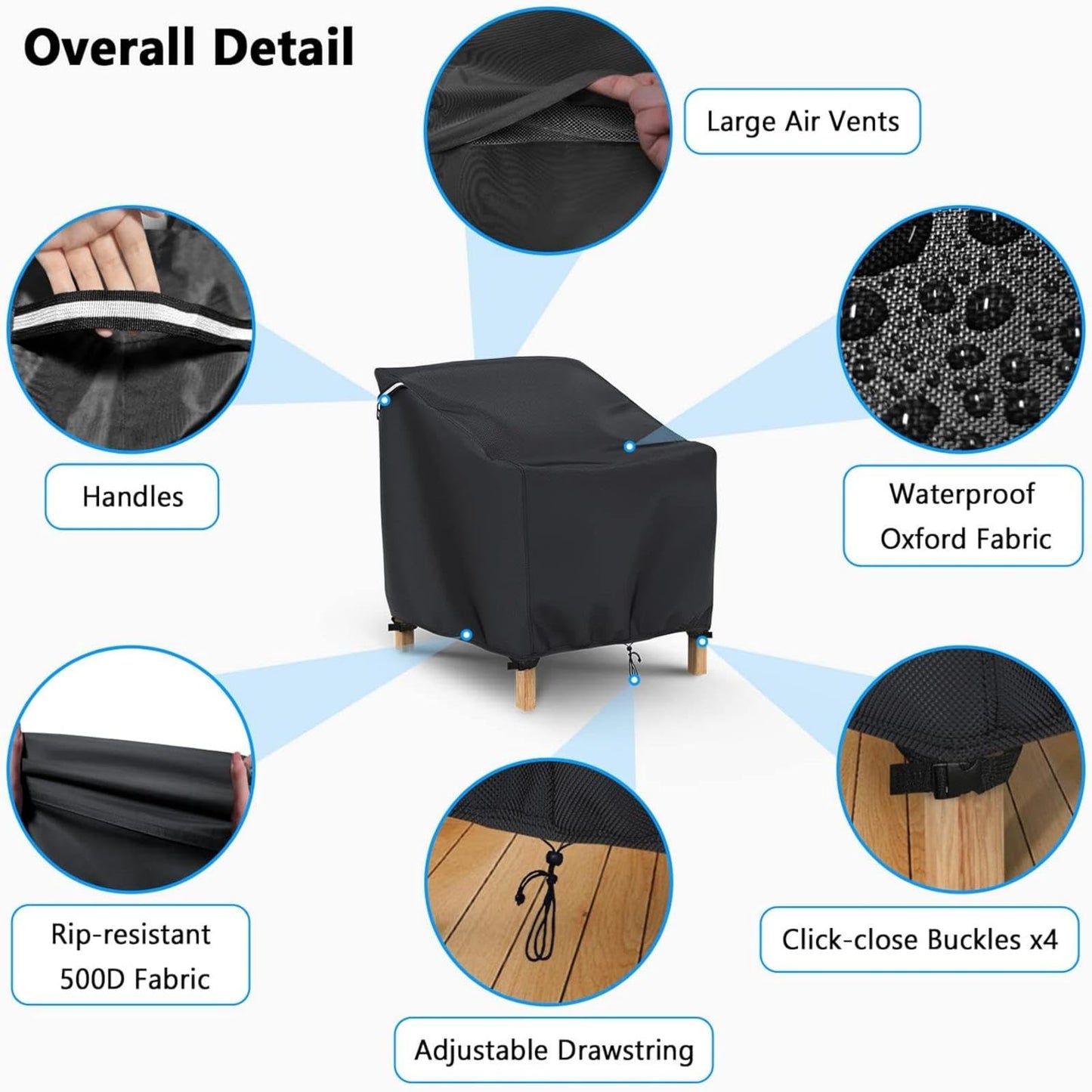 Gasadar Patio Chair Cover-2 Pack, Heavy Duty Waterproof UV Resistant Anti-Fading Chair Covers for Lawn Outdoor Furniture Chairs,33"W x 34"D x 31.1"H