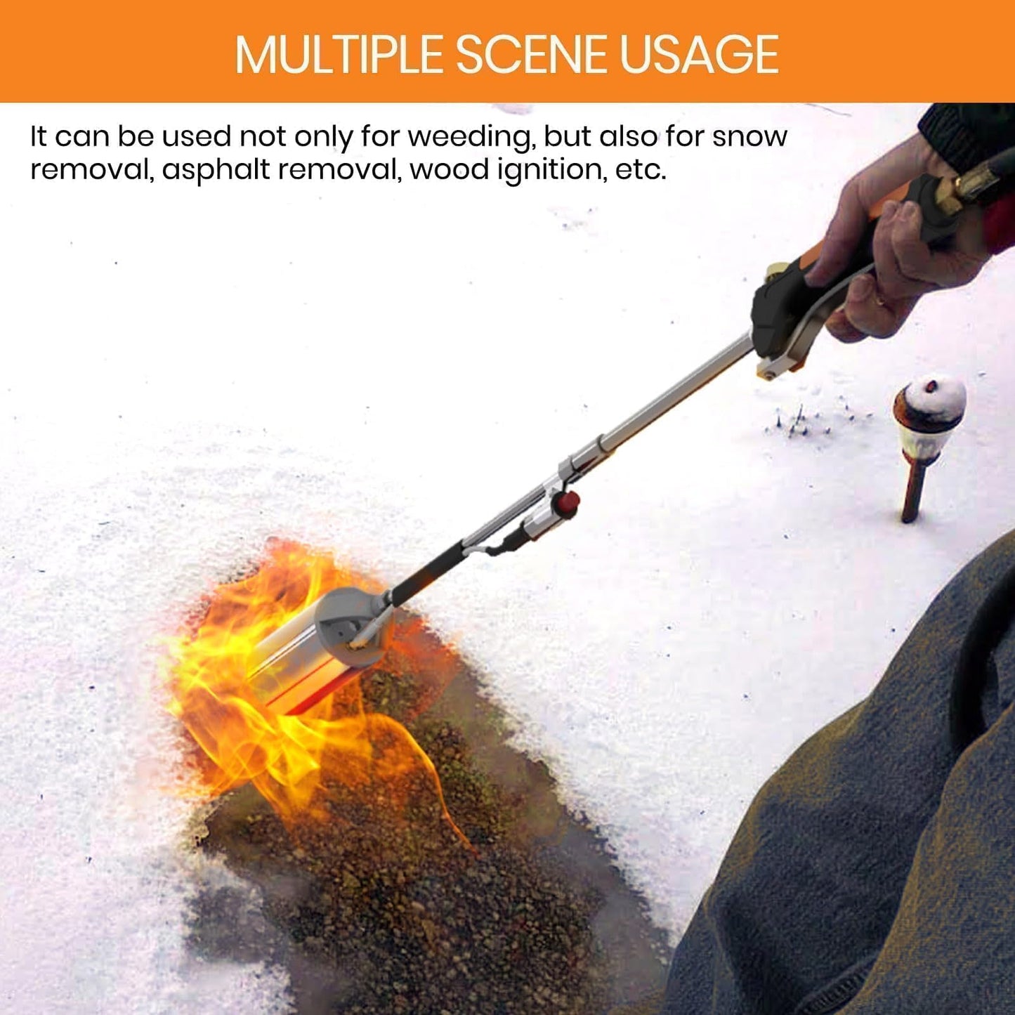 CALPOSE Propane Torch Weed Burner, Propane Weed Torch High Output 400,000BTU with 12FT Hose, Weed Torch with Flame Control and Button Igniter for Garden Wood Roofing Snow Road Charcoal Start