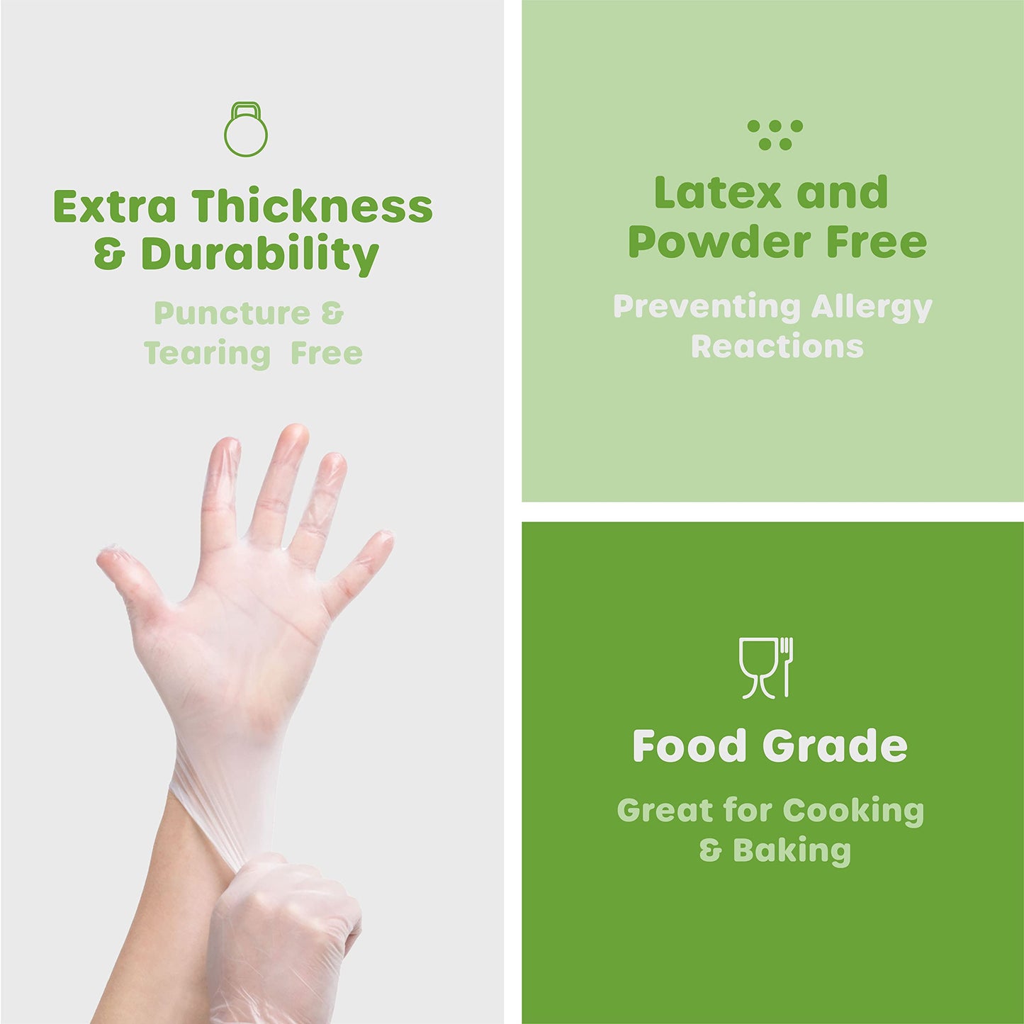 Comfy Package Disposable Vinyl Gloves [Case of 1000] – Clear, Latex-Free, Powder-Free – Food Safe for Cooking, Cleaning, Food Handling – BPA-Free -Large