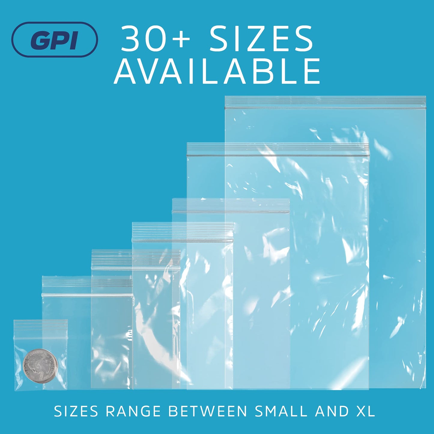 2.5 x 3 inches, 4Mil Clear Reclosable Zip Bags, Case of 1,000 - GPI Brand