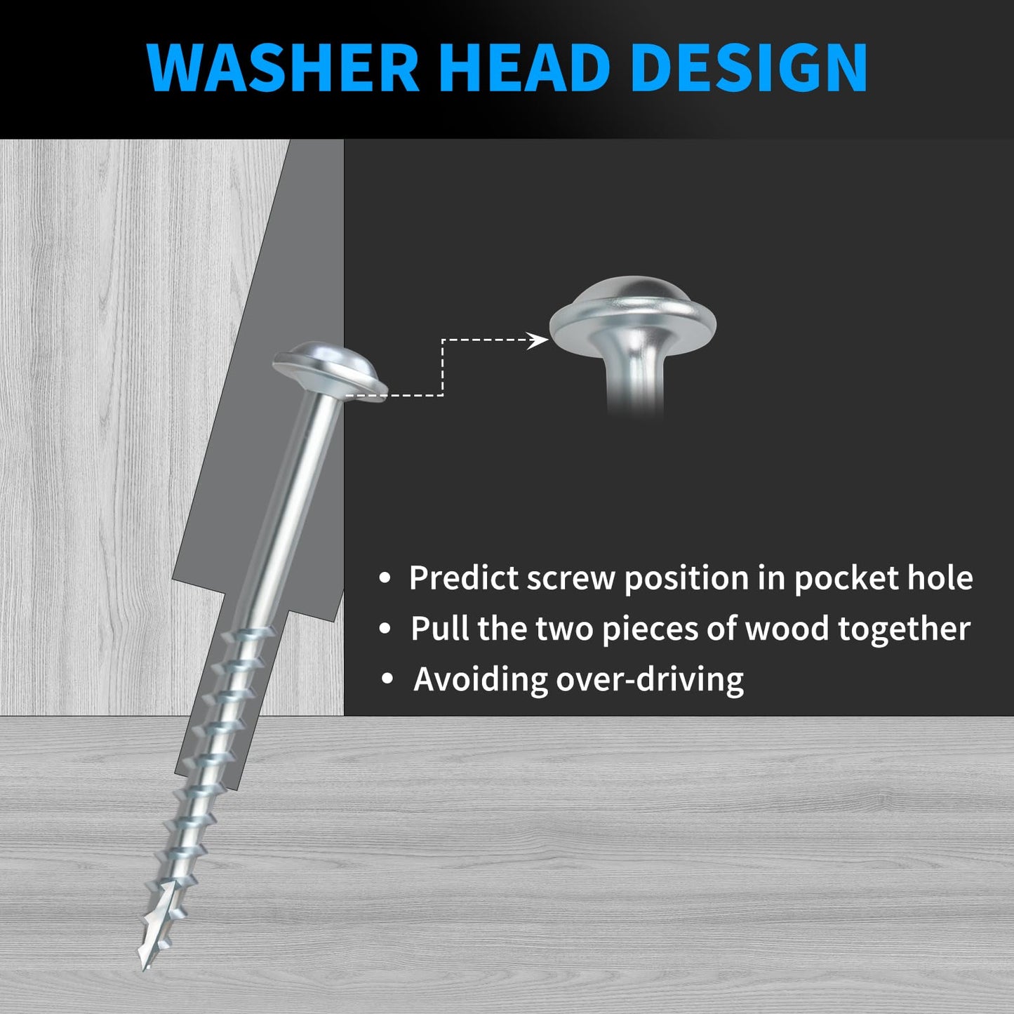 Pocket Hole Screws 1-1/4 Inch, FIXLINK Pocket Screws #8 X 1-1/4", 600 PCS, Zinc Coated Pocket Hole Screw for Outdoor, Square Drive, 150MM Drive Bit Included