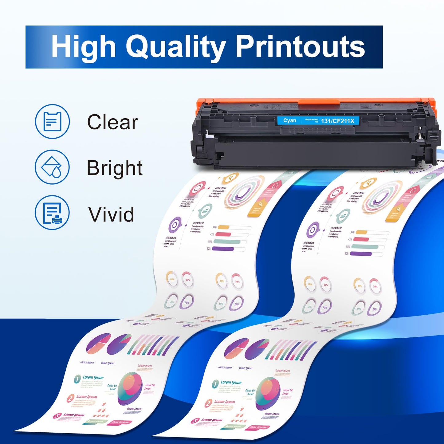 InkNI Compatible 131X 131A Toner Cartridge Replacement for HP 131A 131X Black, Cyan, Magenta, Yellow|Compatible for HP Printers LaserJet Pro 200 Color M251nw,MFP M276nw (Color, 4-Pack)