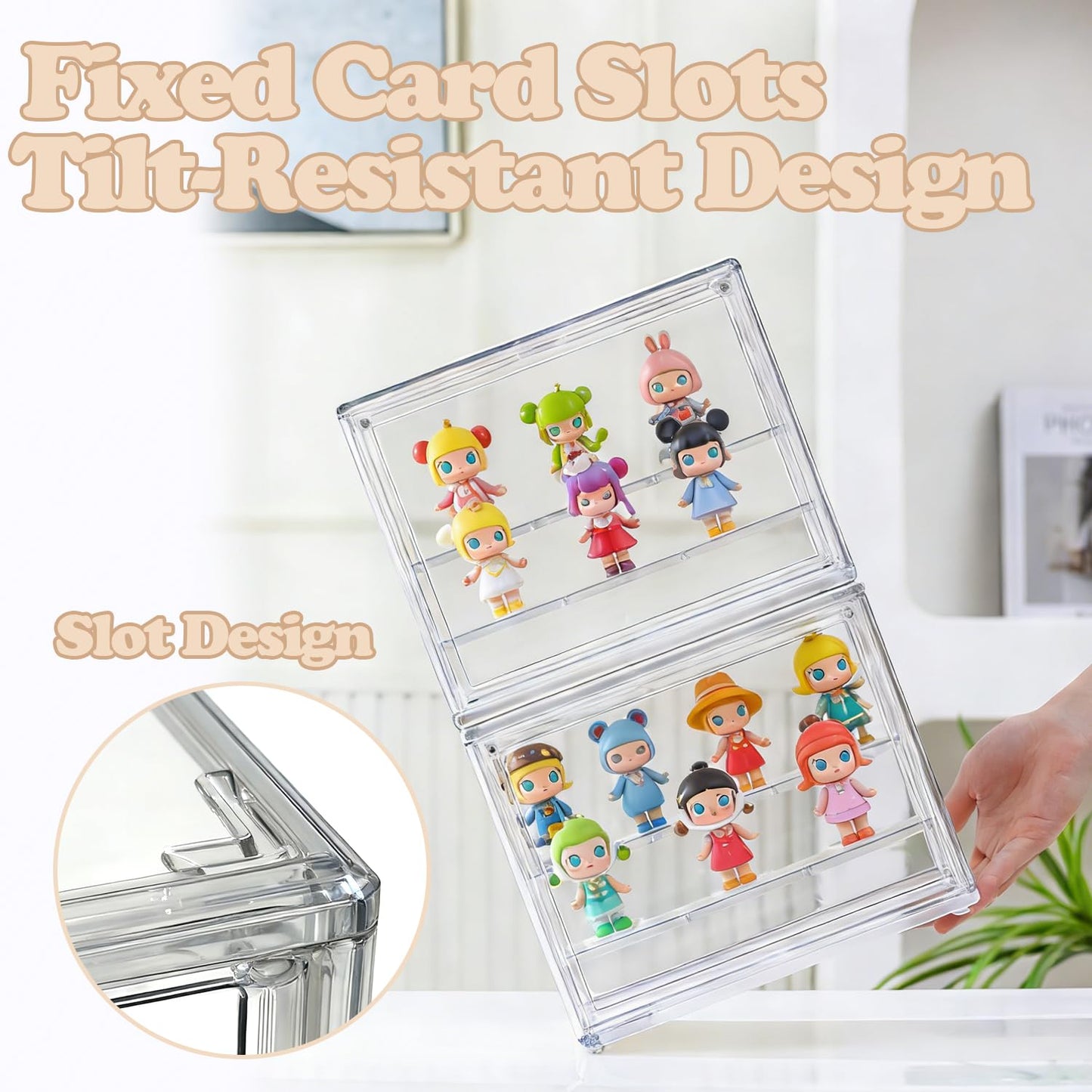 Clear Display Case for Figures, 3 Tier Acrylic Display Case, Tiered Display Stand Storage Box, Acrylic Display Box with Magnetic Door (2 Packs)