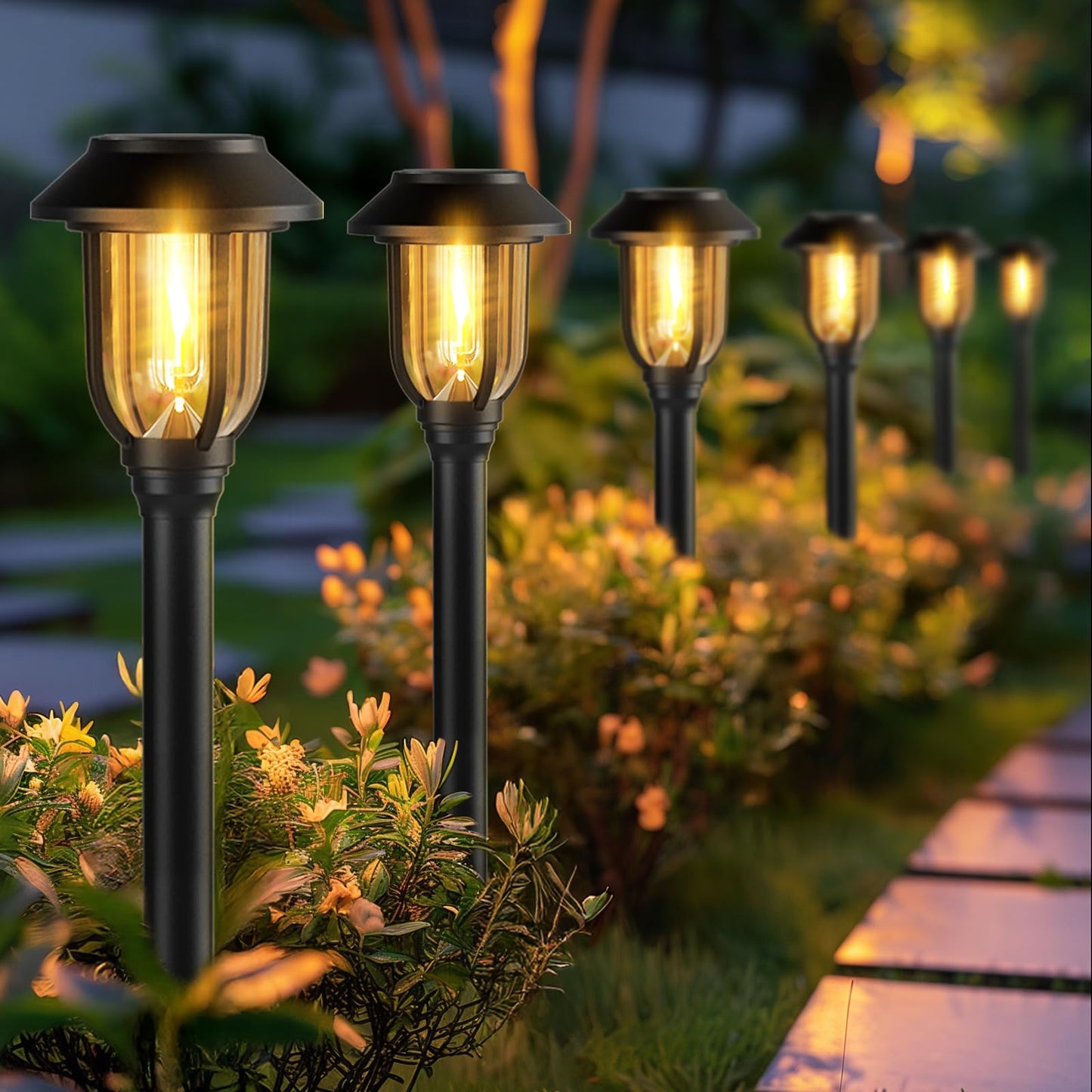 ILANCK 12 Pack Solar Lights Outdoor, Solar Pathway Lights Waterproof Auto On/Off Powered, Warm White Landscape Lighting for Path, Yard, Walkway, Driveway, Garden 3000K