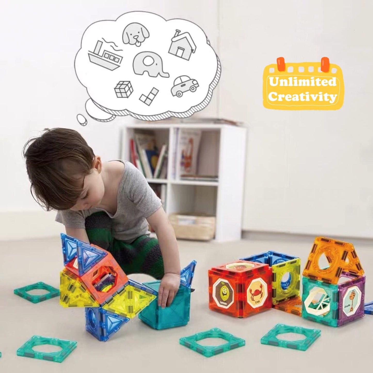 BINZKBB Light Magnetic Tiles Building Blocks for Kids,3D Clear Educational Toys,Marble Run STEM Magnets Construction Toys Set for Kids Ages 3 4 5 6 7 8 10+Year Old Boys Girls Creative Gift(110PCS)