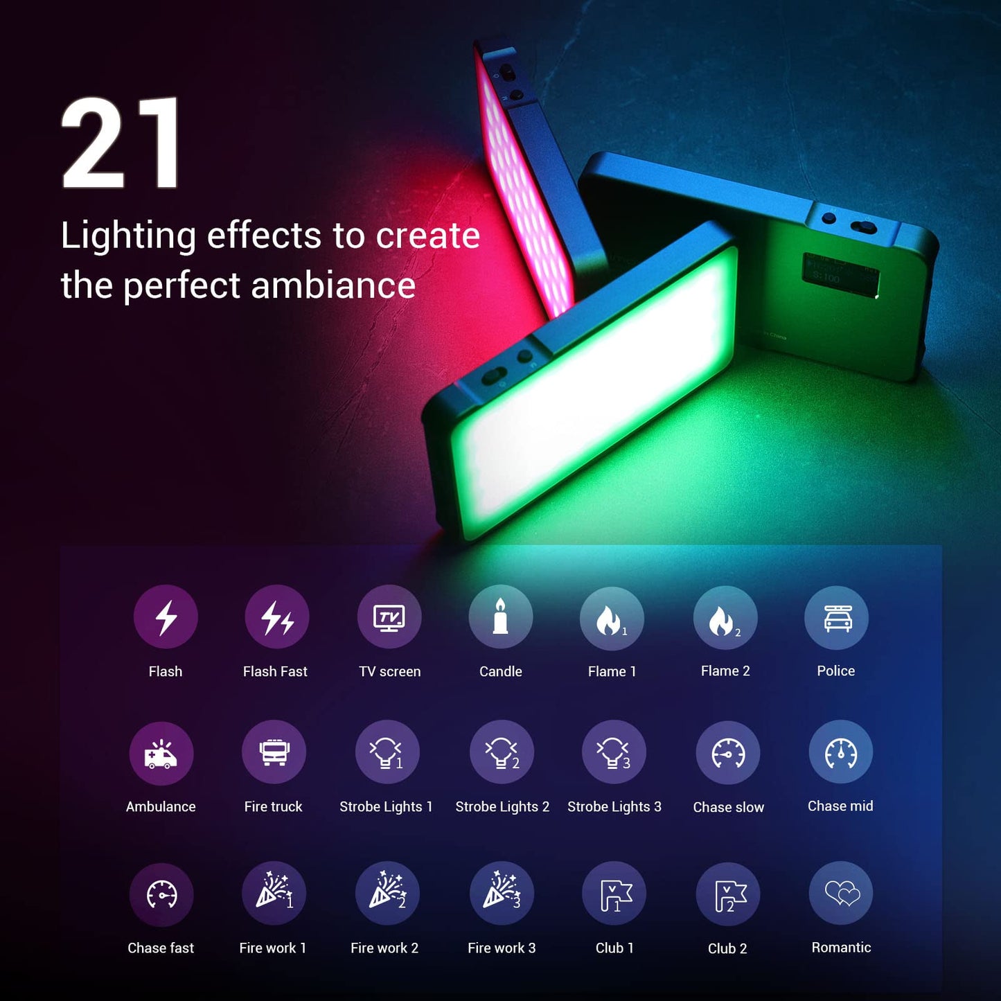 P96L RGB Video Light by SmallRig, Portable Metal LED Camera Light, 2500-8000K, 21 Effects, CRI 96+, OLED Display, Photo and Video Lighting, Long Battery Life, Fits Phone and Camera - 3489B