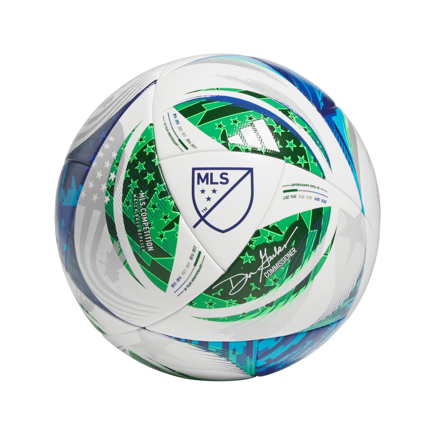 adidas Unisex-Adult MLS Competiton Nativo Soccer Ball,White/Green/Solar Blue/Glory Blue,4