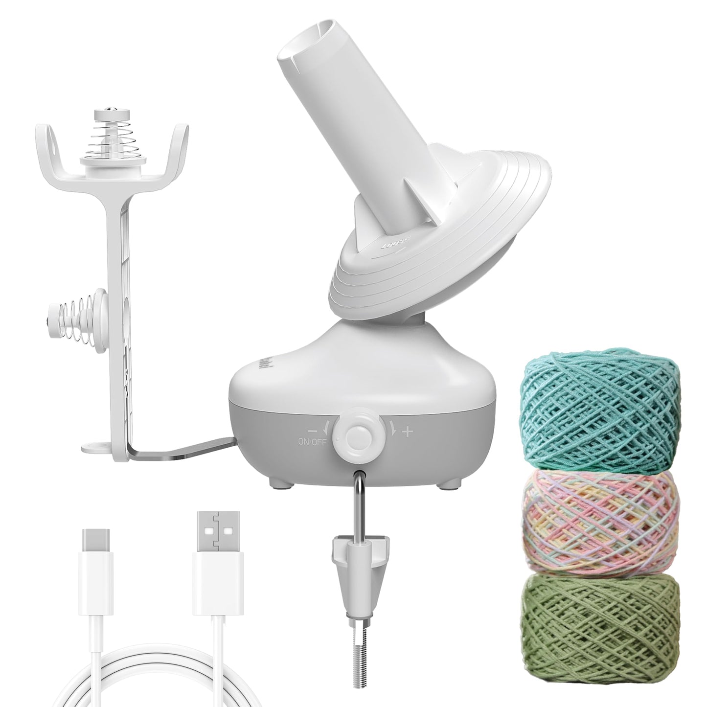 Yarn Winder, Electric Yarn Ball Winder for Crocheting, Compact Yarn Cake Winder with Strong Tension Stepless Speed, Automatic Yarn Spinner Roller Wool Winder, Ideal Helper for Knitting Lovers