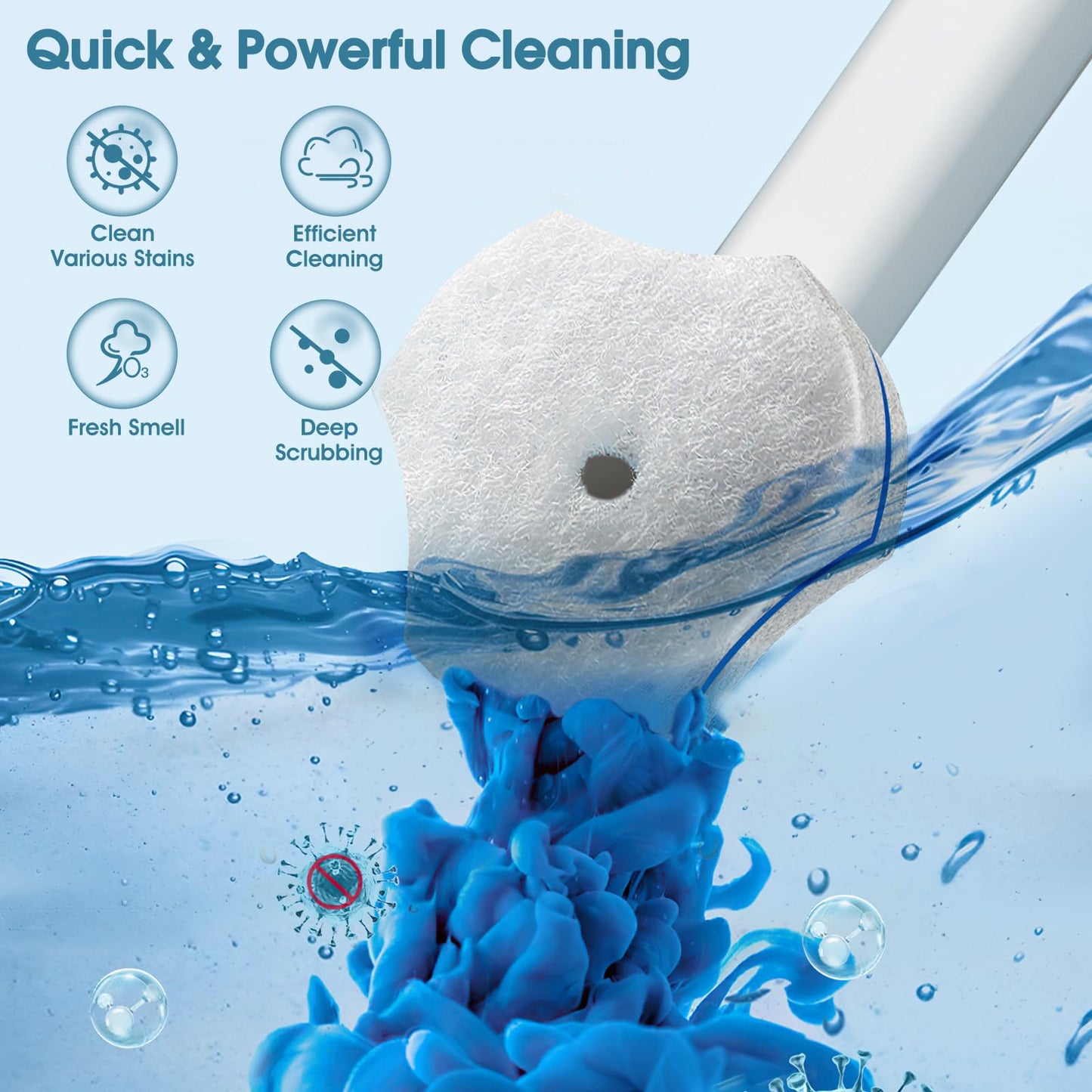 Disposable Toilet Brush with 48 PCS Toilet Refills, Disposable Toilet Cleaning System- Toilet Brushs, Storage Caddy and 48 Toilet Bowl Brush Refill Heads for Bathroom Cleaning