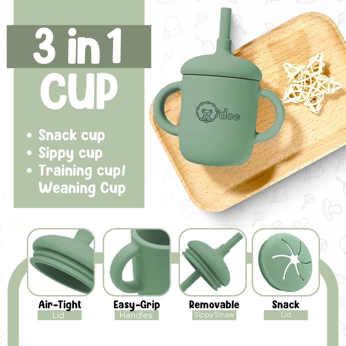 O'doe 11 Pcs Baby Led Weaning Feeding Supplies for Toddlers, Baby Feeding Set | Suction Silicone Baby Bowl Self Eating with Fruit Feeder, Cup, Bibs, Food Plate Kit with Lid 6+ Months