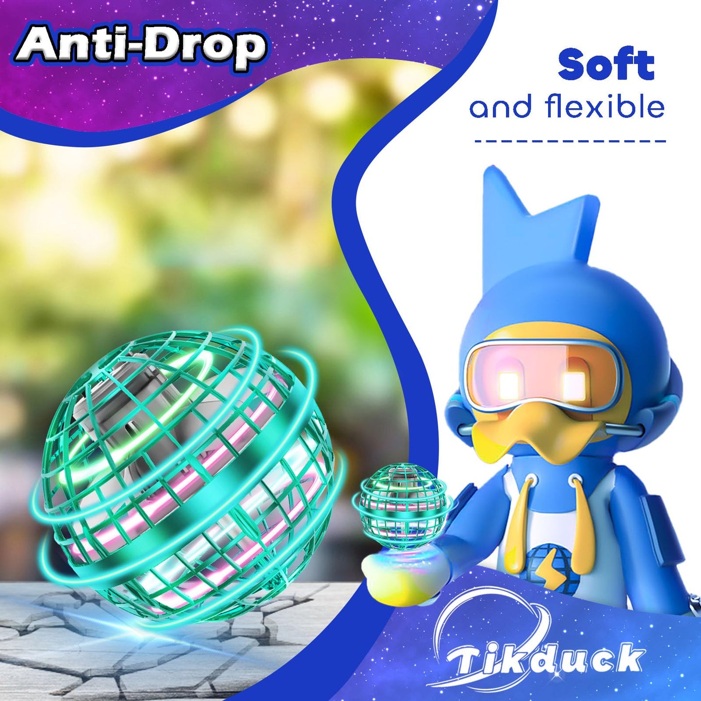 Tikduck Flying Orb Ball Toys Soaring Hover Pro Boomerang Spinner Hand Controlled Mini Drone Globe Shape Spinning Safe for Kids Adults Outdoor Indoor (Green)
