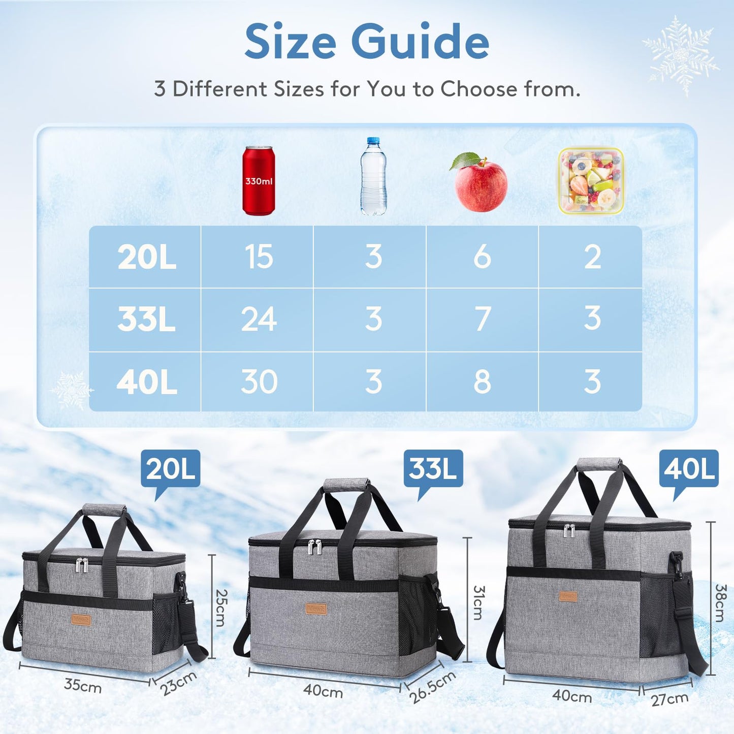Lifewit Cooler Bag 30L/50Can Collapsible and Insulated Large Lunch Bag Leakproof Soft Cooler Portable Tote for Beach, Picnic, Work, Camping, Outdoor Activities