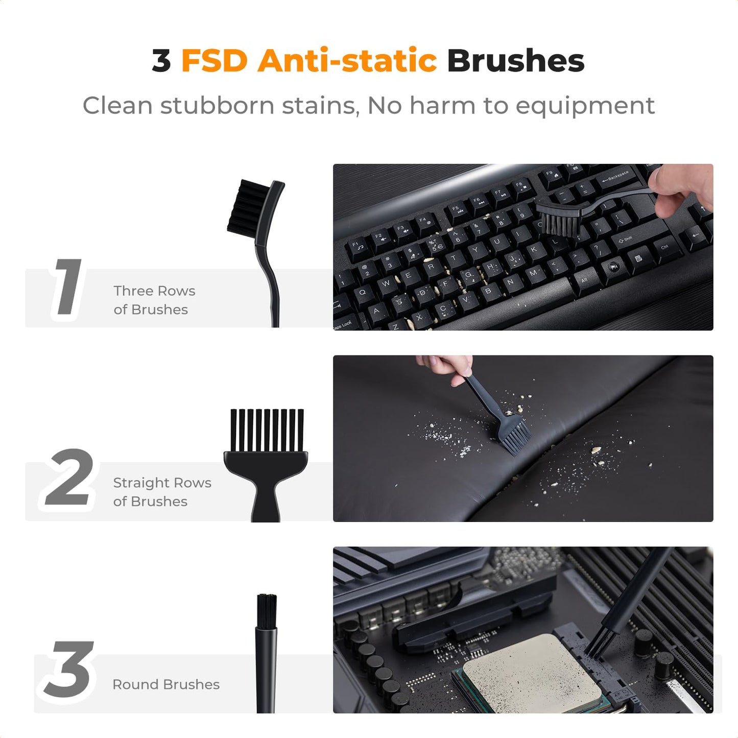 K&F CONCEPT Compressed Air Duster with LED Lights, Powerful Wind Air Blower Electric | Brushless Motor | 5 nozzles 3 Brushes| for PC Computers Keyboard Home Car Pet Hair Cleaning, Inflation, Drying