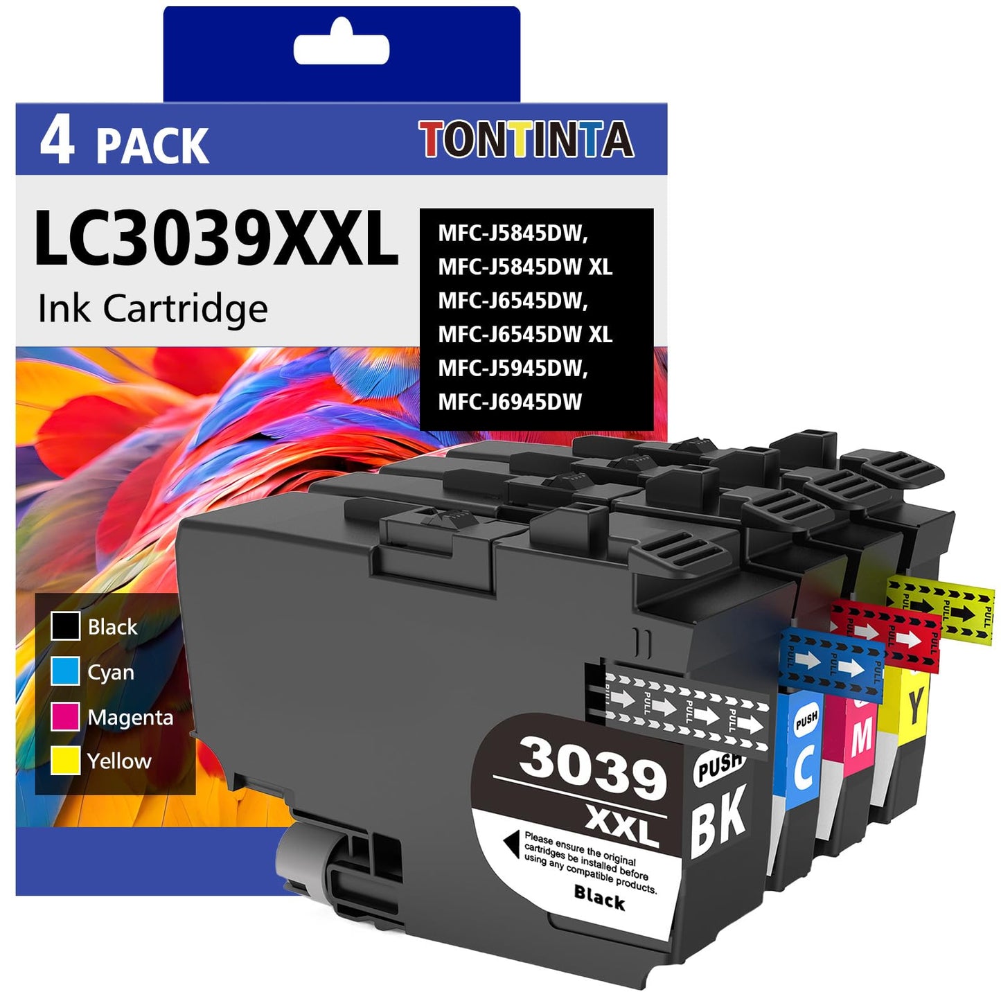 TONTINTA LC3039 LC3039XXL Compatible Ink Cartridges 4 Colors LC3039BK LC3039C LC3039M LC3039Y Ultra High Capacity for MFC-J5845DW MFC-J5845DWXL MFC-J5945DW MFC-J6545DW MFC-J6545DWXL MFC-J6945DW