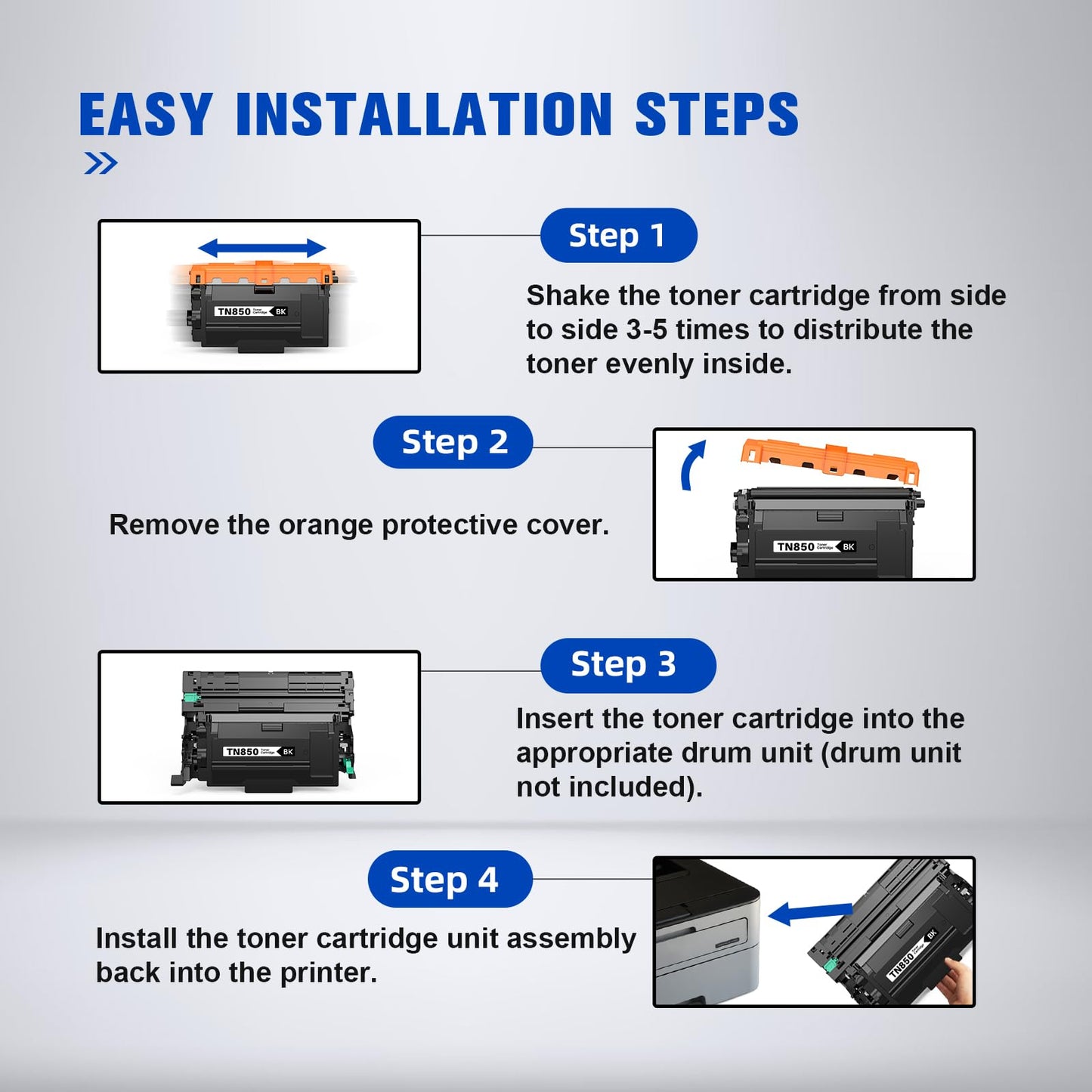 TN850 Compatible Toner Cartridges Replacement for TN850 TN-850 TN820 TN-820 TN 850 Toner Work with MFC-L5700DW MFC-L5800DW MFC-L5900DW HL-L5200DW HL-L5000D HL-L6200DW HL-L6700DW Printer (2 Black