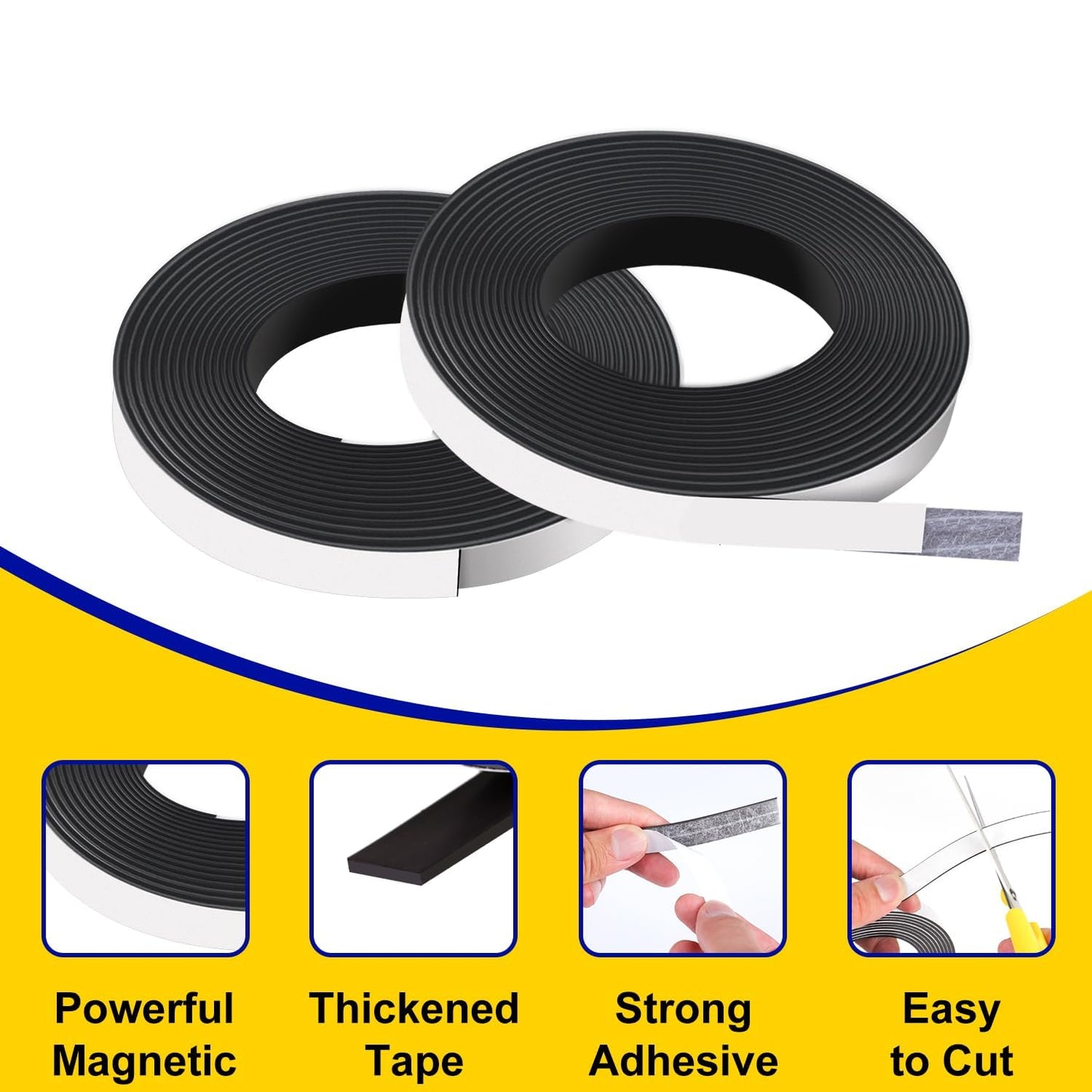 Magnetic Tape with Adhesive Backing 3 inch Wide - Thick 60 mil Magnet Tape Roll to Make Sticky Magnet Strips, Strong Squares, Dots, Flexible Sheets, Cutting Own Fridge Magnets, Crafts