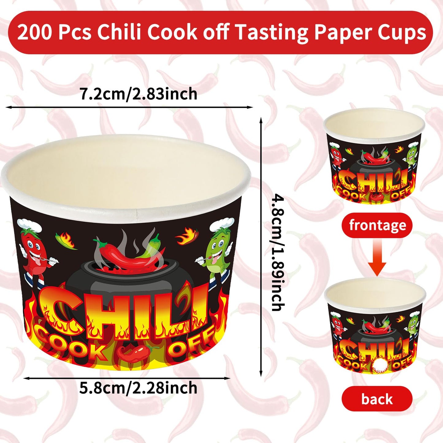 Tkifoda 200 Pcs 4 Oz Chili Cook Off Cups - Paper Construction, Black, Modern Style - 4 Oz Capacity, Ideal for Chili, Soup