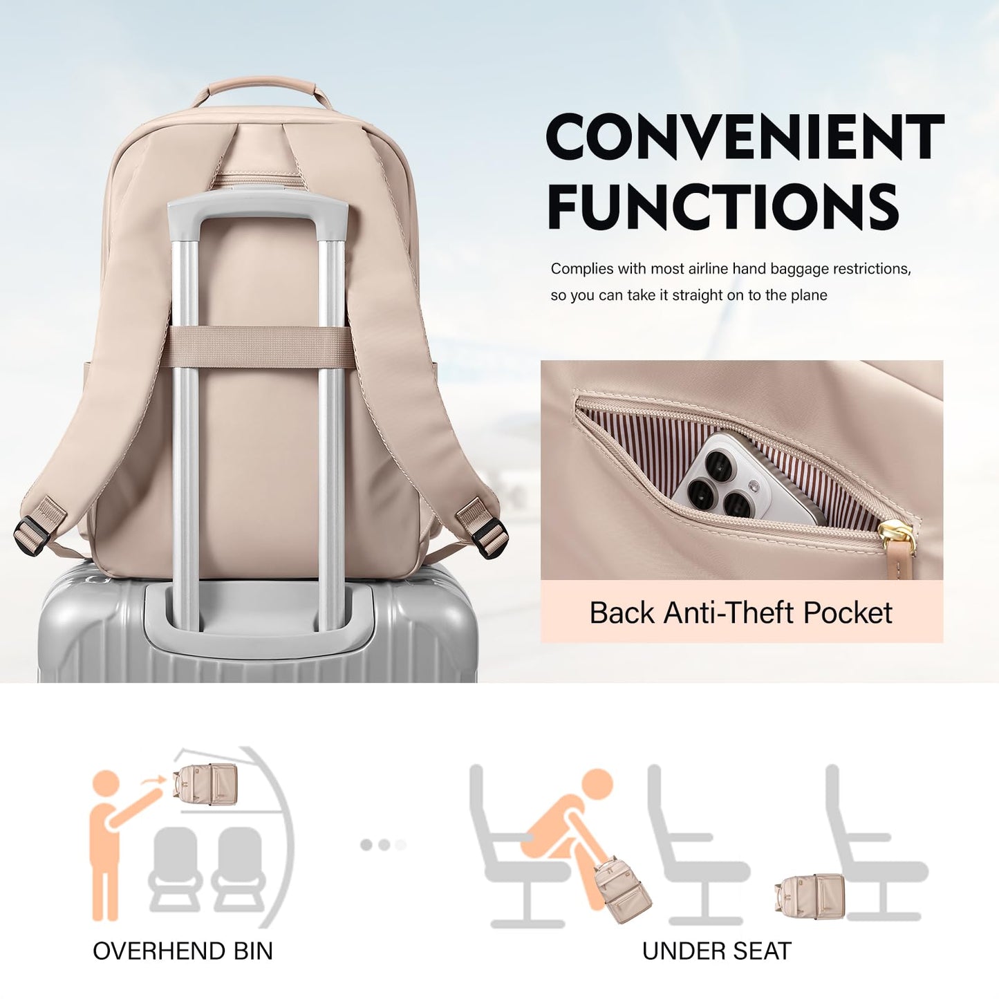 VNINE Laptop Backpack Fashion Bag Travel Daily Backpack for Women Fits 16 Inch Laptop Water Resistant Computer Backpack for College Business Capacity Casual Bags Daypack