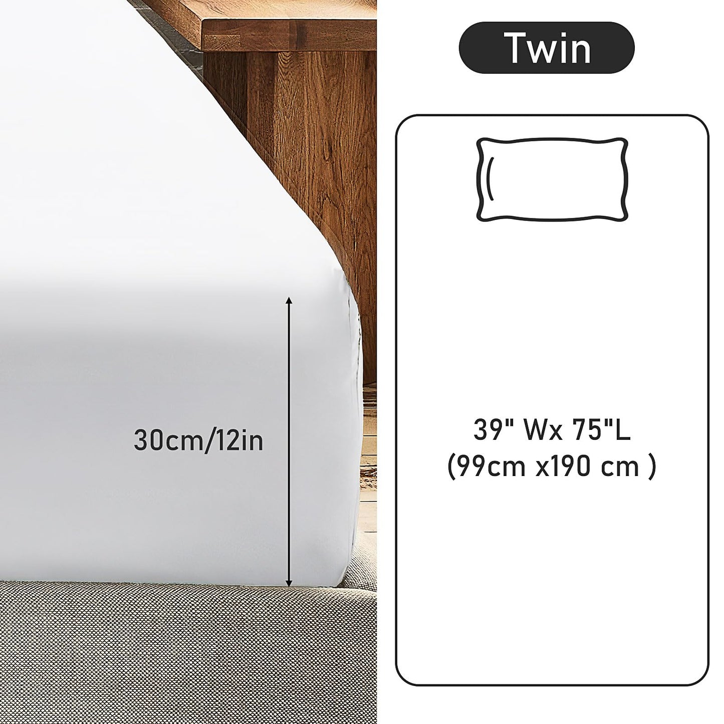 10 Pack Bedding Twin Fitted Sheets Bulk Fitted Bed Twin Size Sheet 39'' x 75'' Single Size Bottom Sheets up to 12 Inches, Ideal for School Dormitory Home Salons Hotels (White)