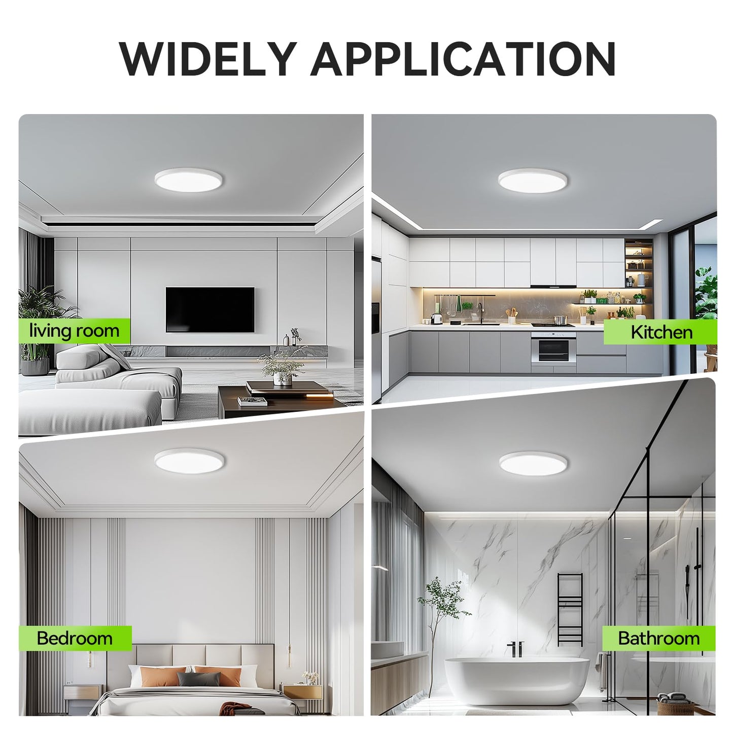 Two Pack 28W 3200lm LED Flush Mount Ceiling Light, Super Slim 12 inch LED Ceiling Light, 5000K LED Ceiling Light for Bedroom, living room, Dining room (Two Pack, White)