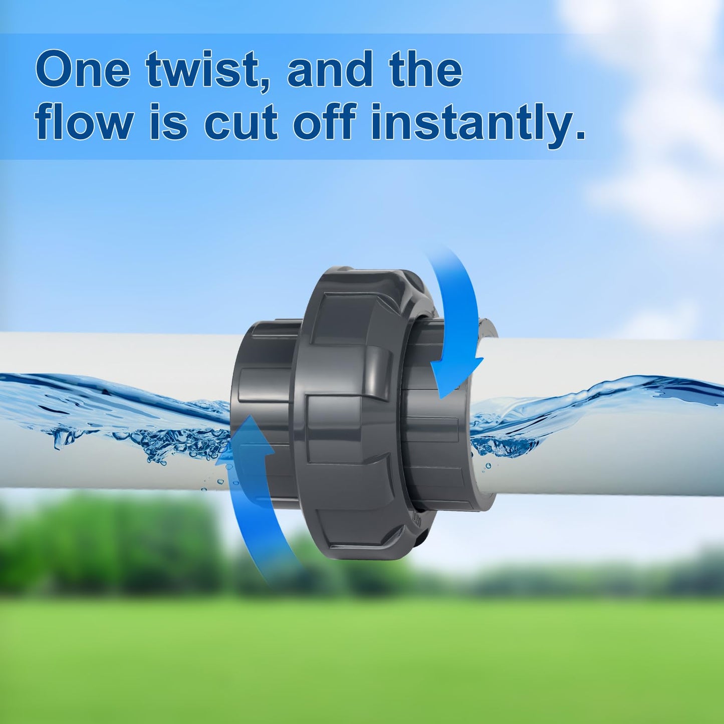 Wacjak 1-1/2 Inch PVC Union Fitting 4-Pack, Heavy Duty Schedule 80 Pipe Connector, Weatherproof Slip Joint for Irrigation & Pool Maintenance