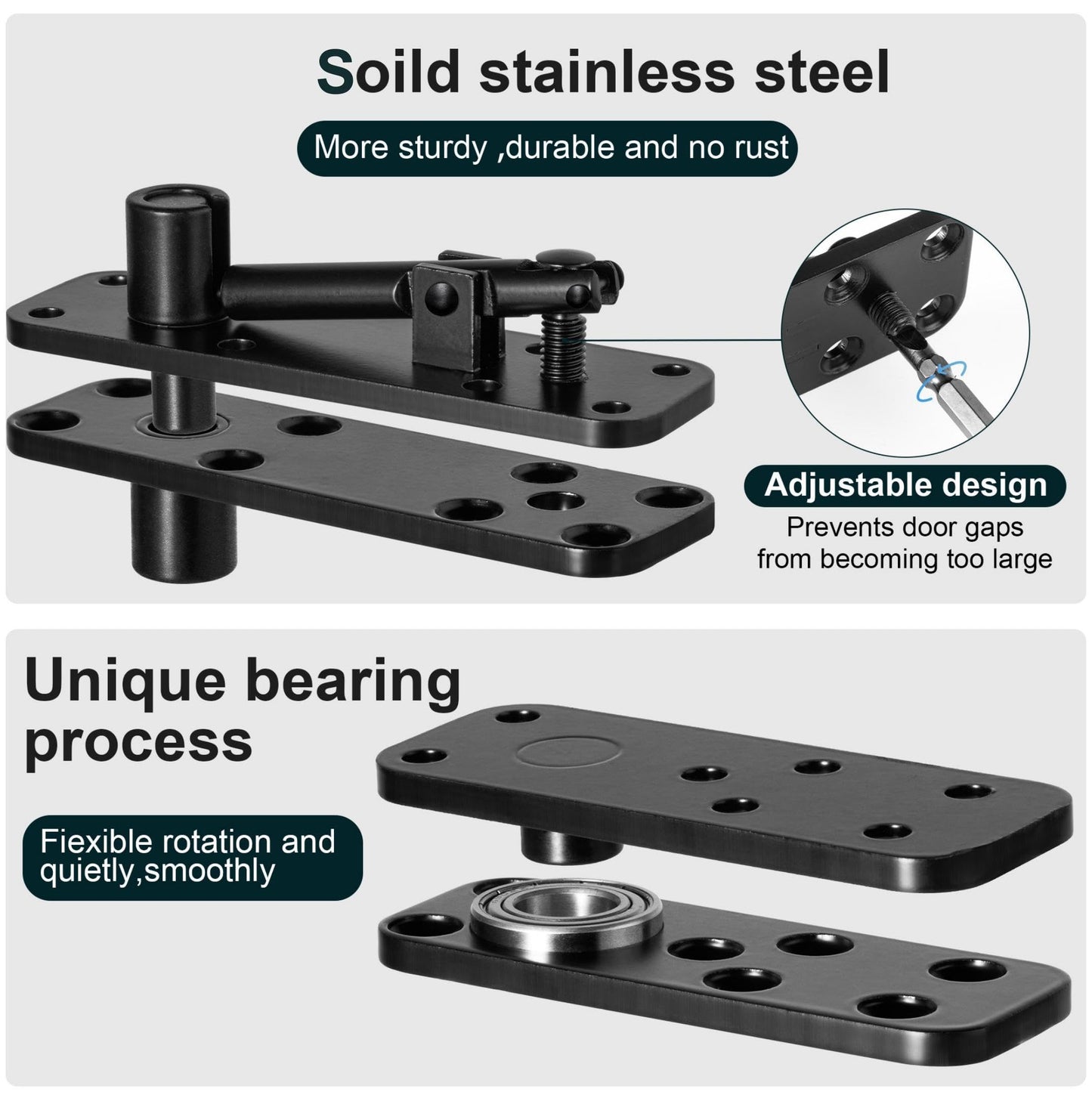 Hidden Door Hinge,Heavy Duty Pivot Hinge,570Lbs Load-Bearing,Solid Stainless Steel,Swinging 360°Rotation,Hidden Hardware/System for Secret Door or Concealed Bookcase with 2 Drills