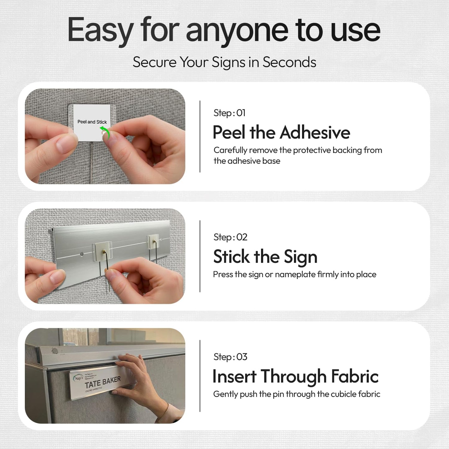 Cubicle Partition Nameplate Pins - Pack of 20