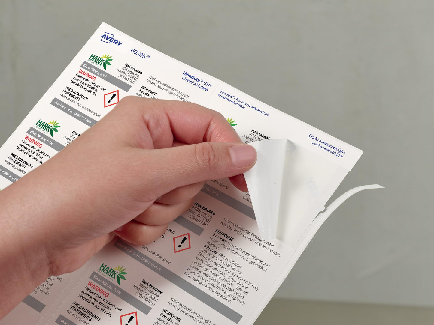 Avery UltraDuty GHS Chemical Labels for Pigment Inkjet Printers, Waterproof, UV Resistant, 500Pk (60525), White, 2" x 4"