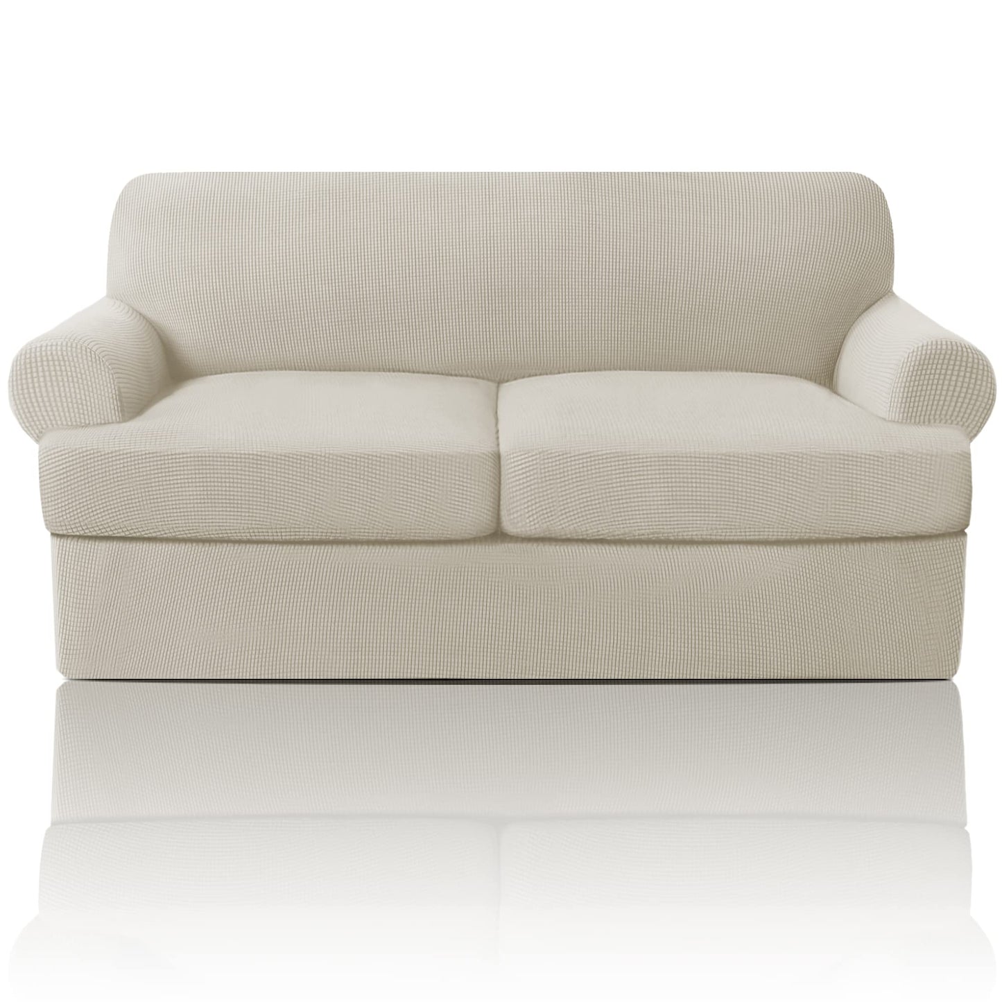 T Cushion Loveseat Slipcover 3 Pieces Sofa Covers for T Cushion Sofa Stretch Sofa Covers for 2 Cushion Couch with 2 Individual T Cushion Shape Seat Covers Machine Washable, Island Fossi