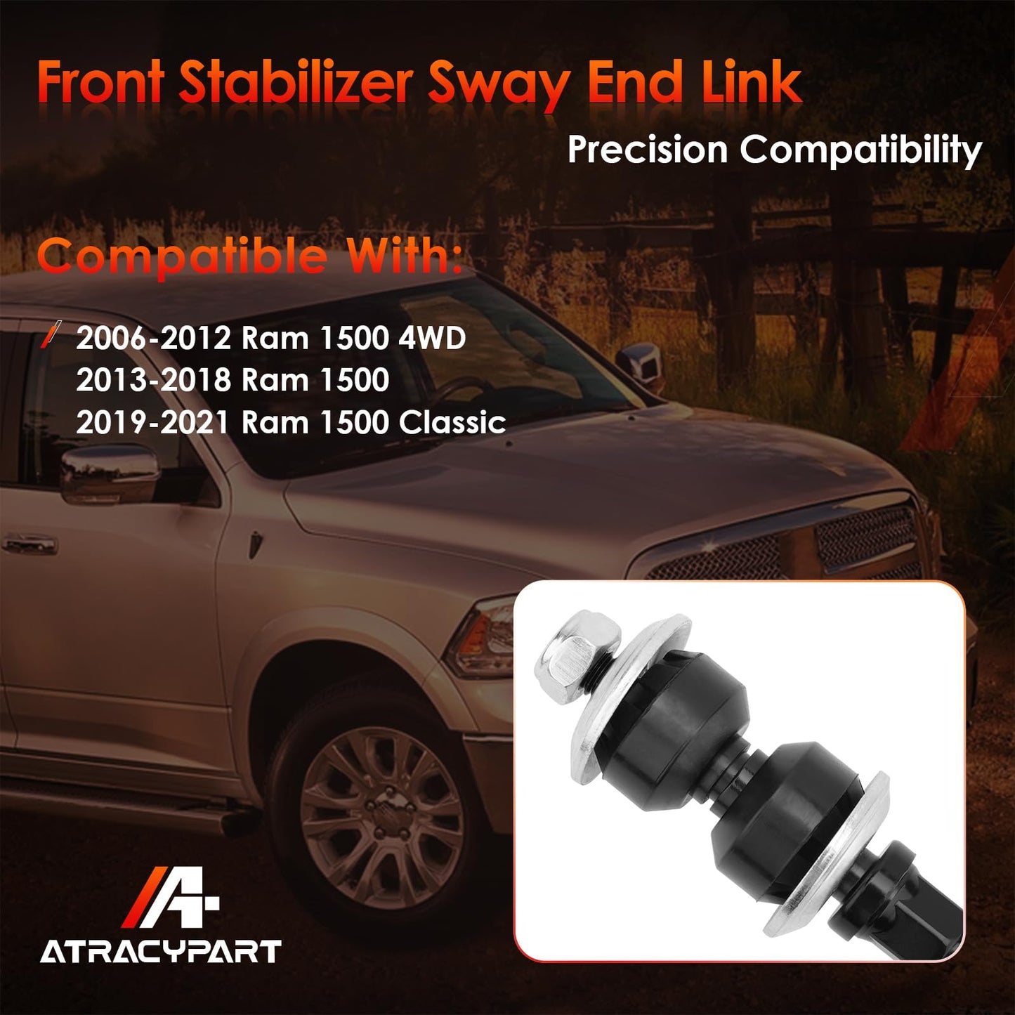 Front Sway Bar Stabilizer Links Suspension Kit 2 PCS Left & Right, Compatible With 2006-2018 Ram 1500, 2019-2021 Ram 1500 Classic, Replaces#: K80894