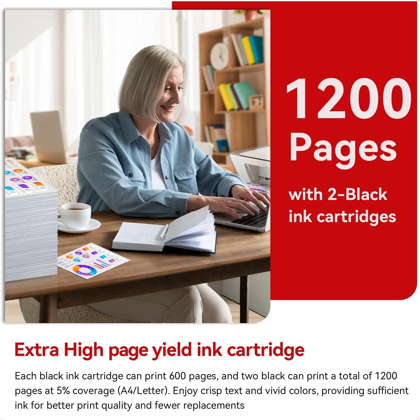 PG-275XL Ink Cartridges High Yield Compatible for Canon 275 Black Ink Cartridge Compatible for Pixma TS3720 TR4720 TR4700 TR4723 TR4722 TS3500 TS3520 TS3522 Printer (2 Black)