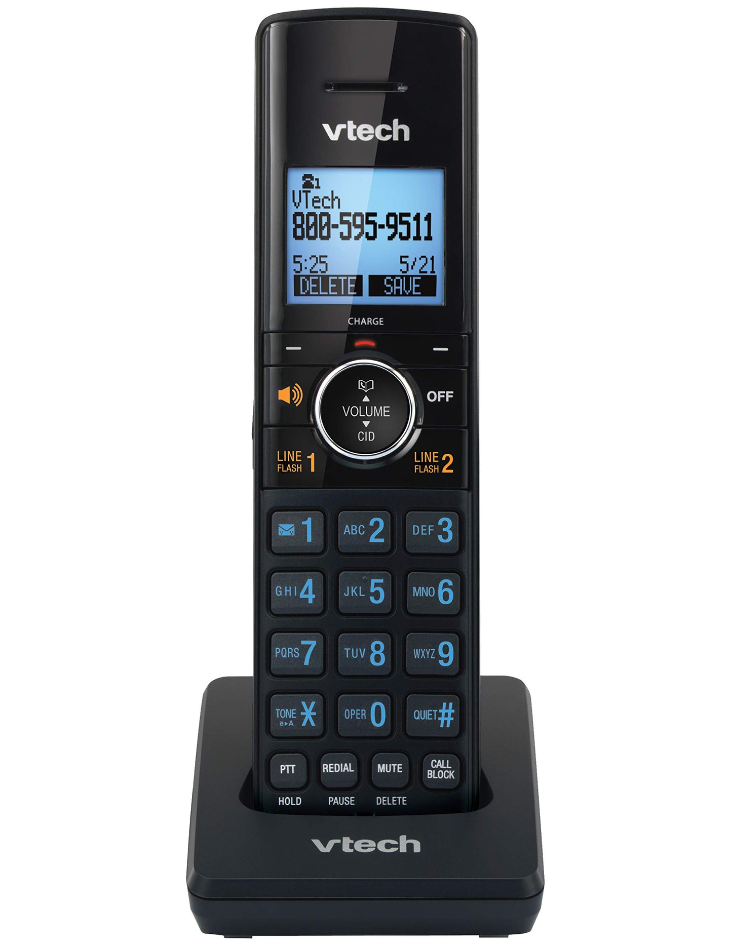 VTech DS6250 Dect_6.0 1-Handset 2-Line Landline Telephone, Black