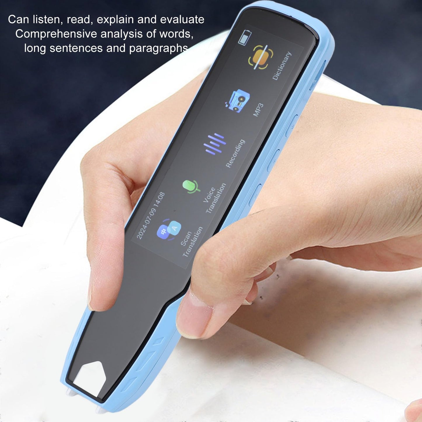 Smart Language Translator Pen, Offline Scanning 112 Languages Rechargeable Scan Reader Pen, Real Time Translation, Ideal for Travel Business (Blue
