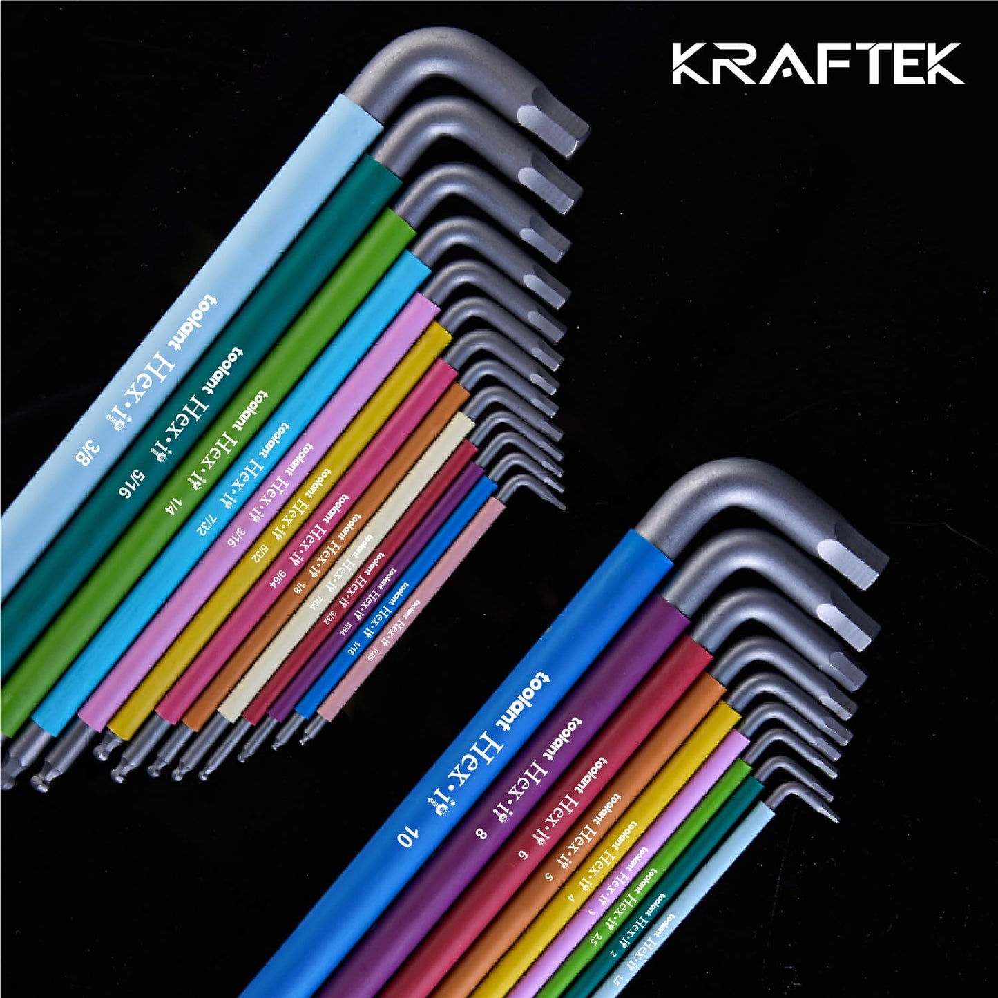 Allen Wrenches Sets 22pcs(Metric&SAE), Extra Long Arm Allen Key Set with Ball End, Crafted Hex Key Set with Color Coded Sleeves, Unique Patented Holder Design for Magnetizing and Demagnetizing