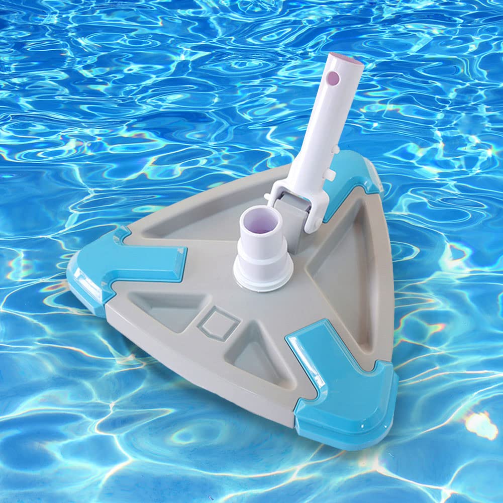 Pool Vacuum Head with Side Brush, Pool Triangular Weighted Brush for Inground and Above Ground Swimming Pools (White)