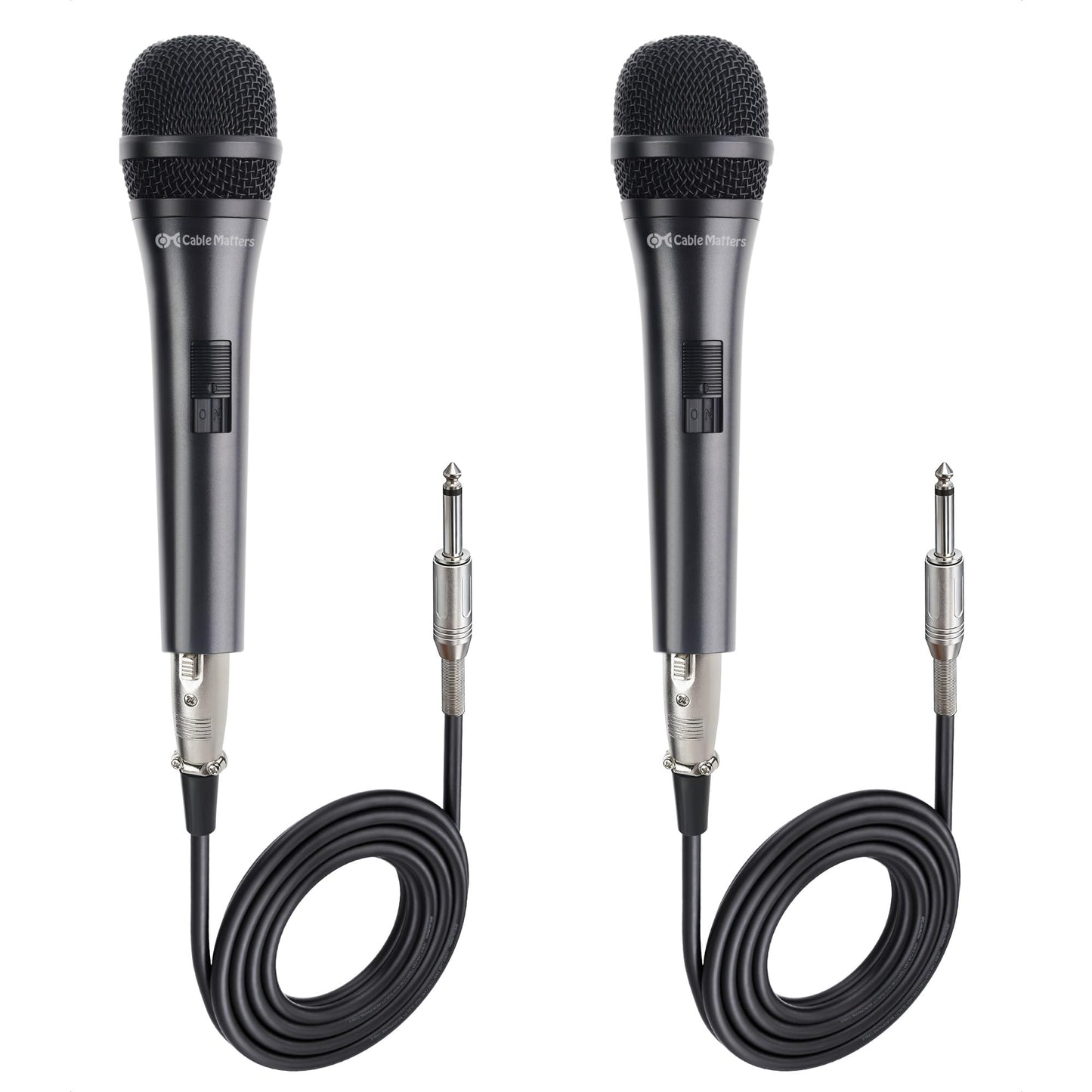 Cable Matters 2-Pack Cardioid Dynamic Vocal Microphones with 4.5m Cable, Wired Microphone for Singing/Singing Machine Microphone Karaoke