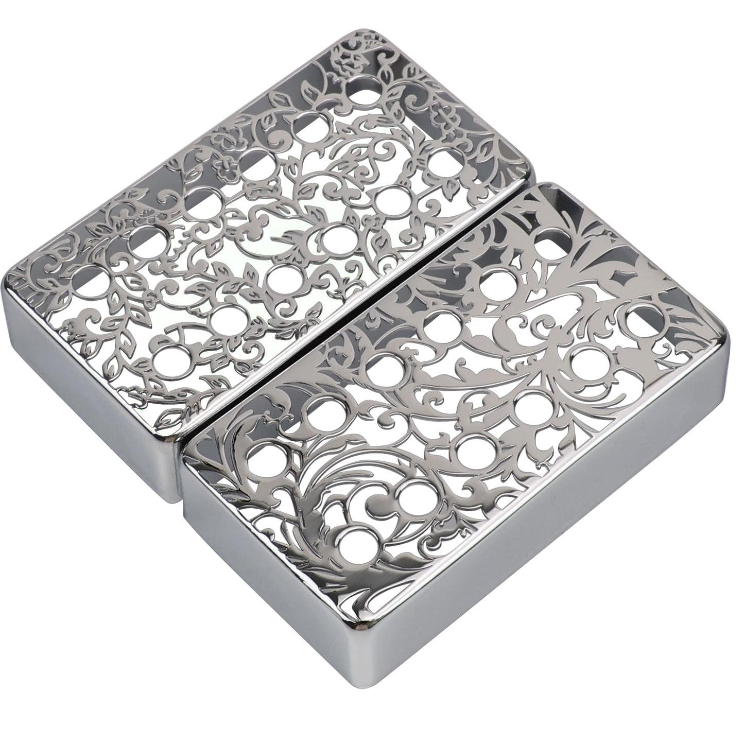 OVSAL 2 PCS Guitar Pickup Covers Chrome 50mm/52mm Pole Spcing Pickup Covers Brass Humbucker Guitar Pickup Cover Neck Bridge Pickup Covers for Epiphon Les Paul Lp Electric Guitar