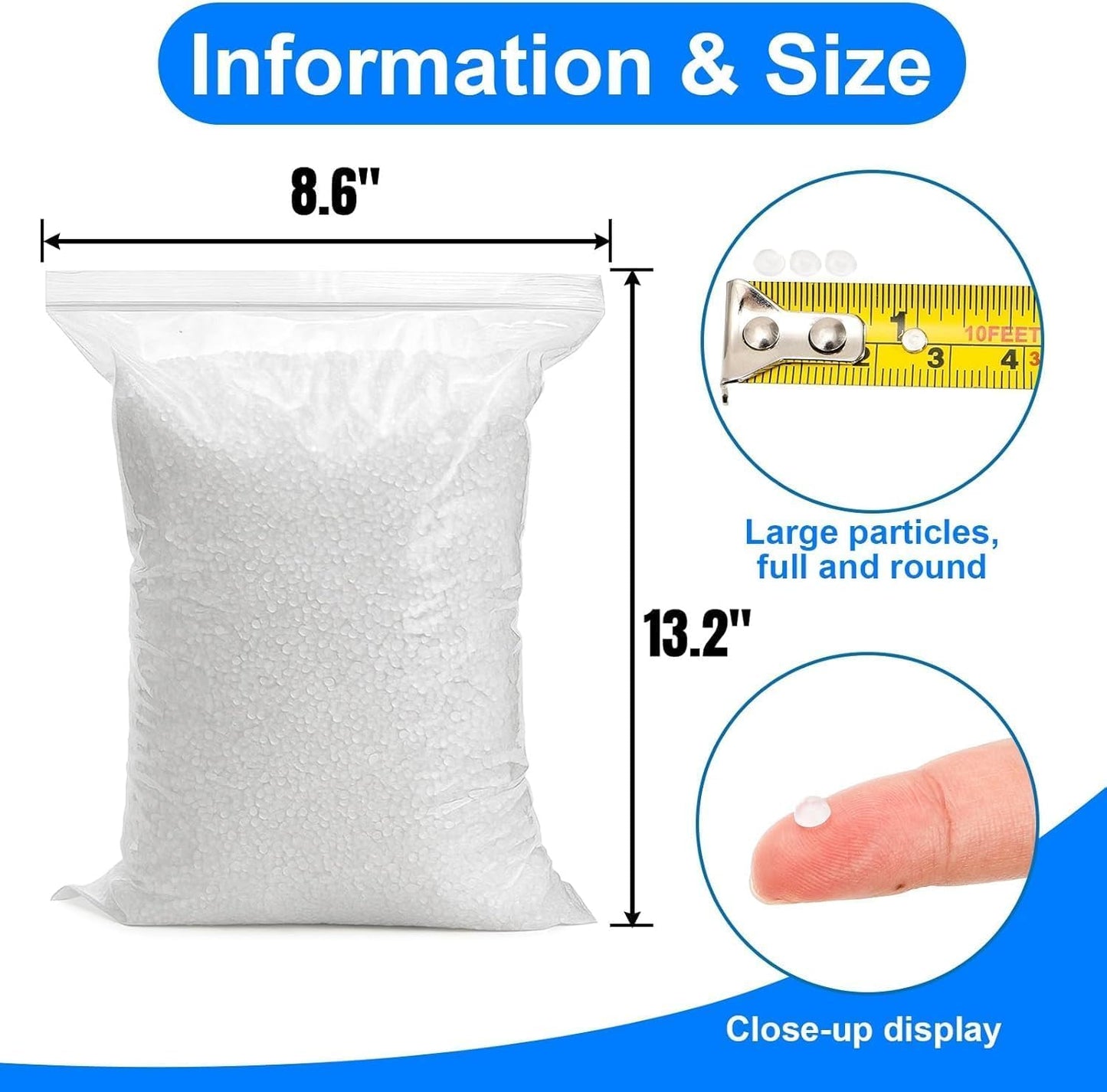 Hiceeden 10 Pounds Poly Pellets, Plastic Stuffing Beads Weighted Polypropylene Beads, Bean Bag Filler Bead for Stuffed Animal, Filling Pillow, Crafts, Clear