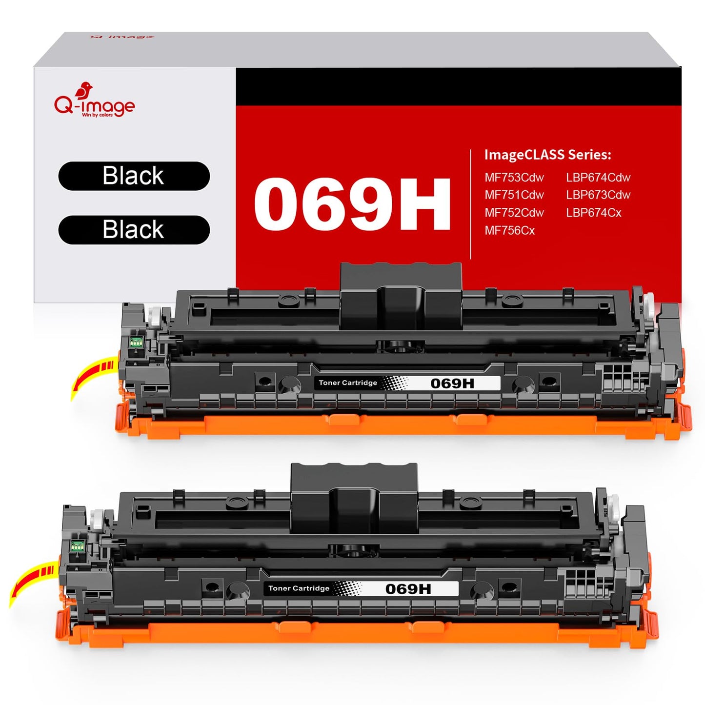 【2 Black】 CRG-069H Compatible Toner Cartridge Replacement for MF753Cdw MF751Cdw Replacement for Canon 069 069H CRG-069 CRG-069H Work with Canon imageCLASS MF753Cdw MF751Cdw LBP674Cdw
