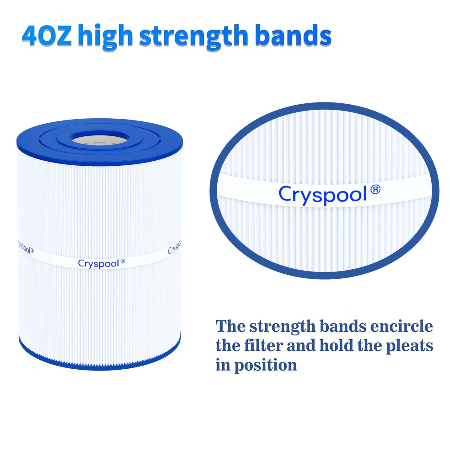 Cryspool® 08020 Filter Compatible with Watkins 31114, Hot Spot Spa Filter, C-8465, FC-3960, 71827, 71828, Watkins 65 Sq. Ft Spa Filter Cartridge, 1 Pack
