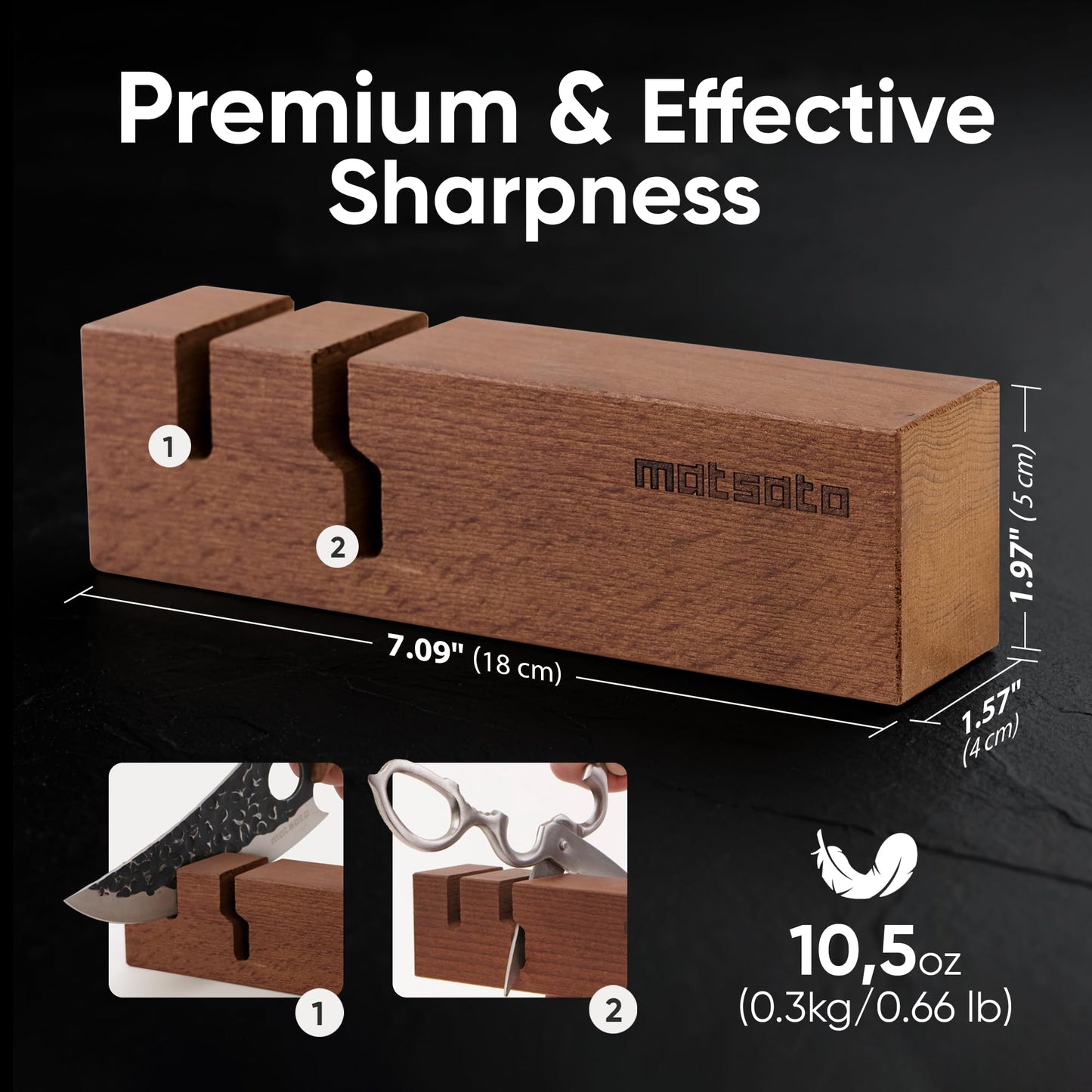 Matsato Knife Sharpener, Kitchen & Pocket Knife Blade Sharpener, Aiguiseur De Couteaux, Affuteur De Couteau, Chef & Kitchen Knives and Scissors Sharpening 7.09" x 1.97"