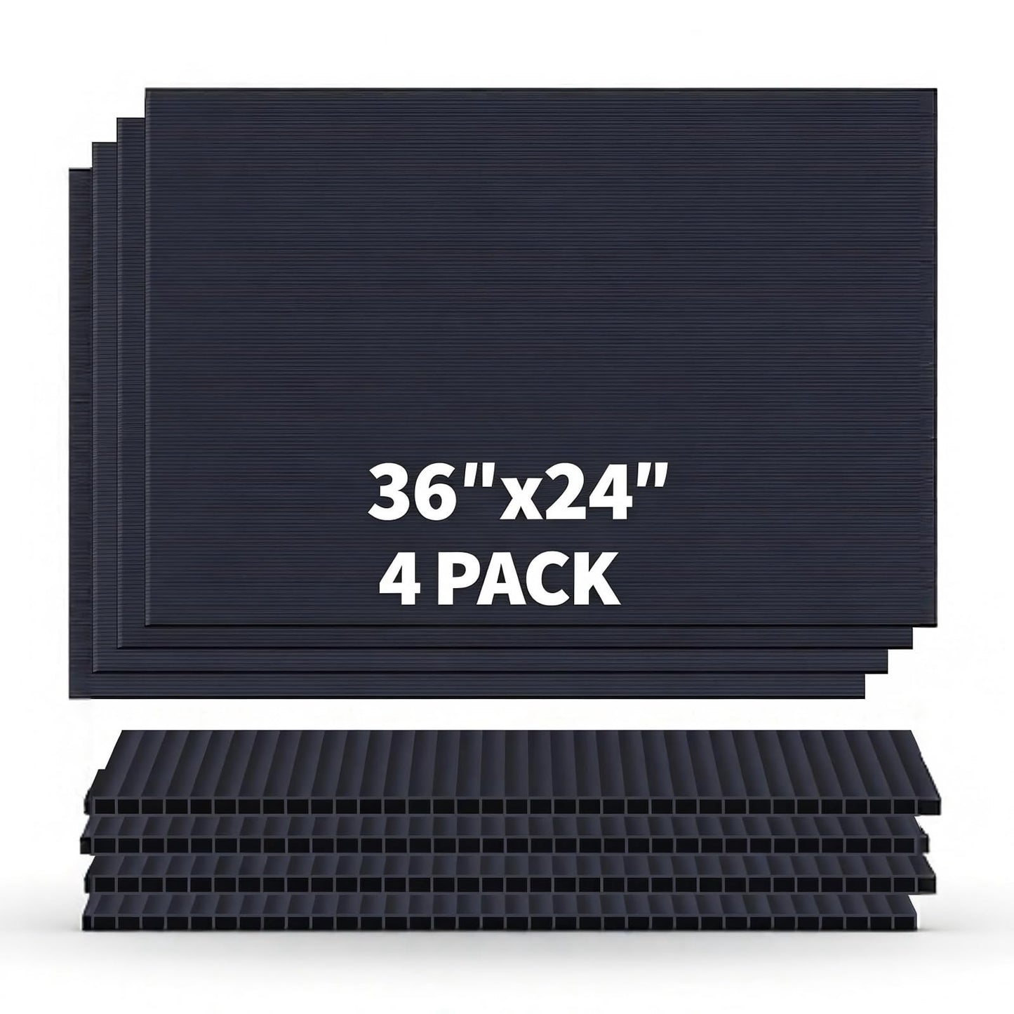4 Pack 24" x 36" Corrugated Plastic Sheet, 4mm Blank Thick Plastic Poster Boards Double Sided Yard Signs for Garage Sale, Yard Sale, Warning, Party Decor and Crafts