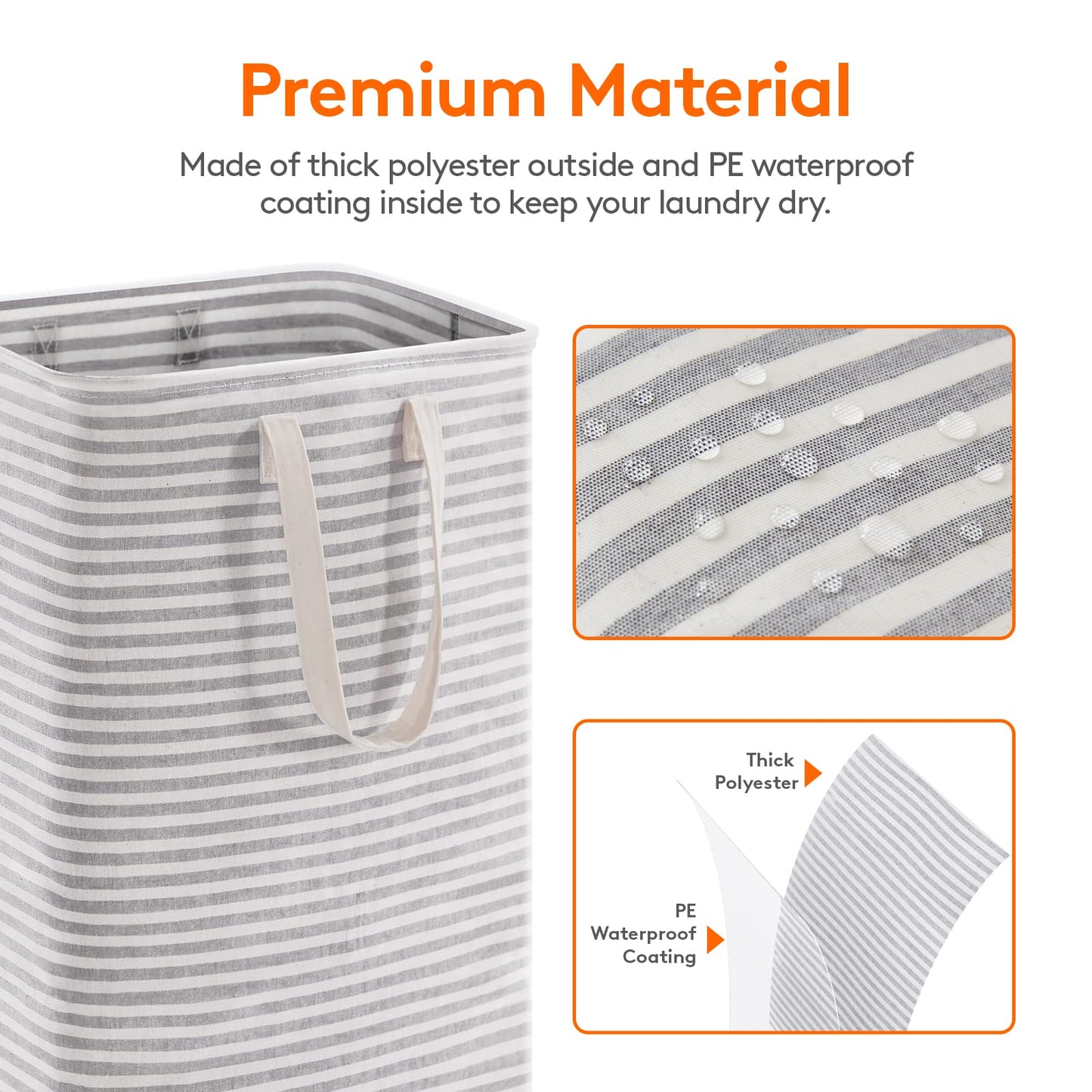 Lifewit 3-Pack 80L Freestanding Laundry Hamper, Large Collapsible Laundry Baskets with Easy Carry Extended Handles, Waterproof Clothes Hamper in Bedroom, Bathroom, Laundry Room, College Dorm, Grey