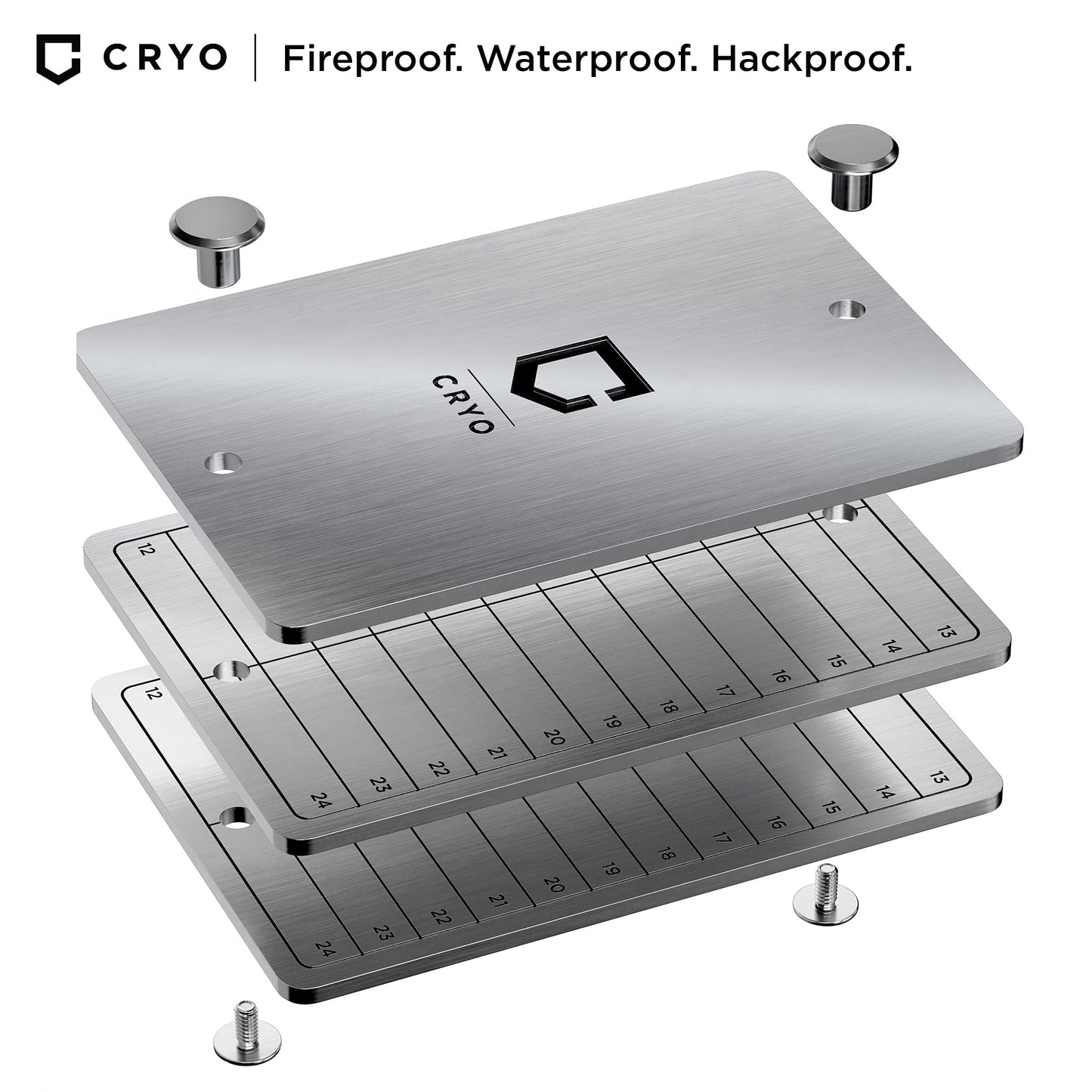 CRYO Crypto Seed Phrase Storage - Bitcoin Stainless Steel Wallet - Crypto Recovery Seed Phrase Backup - Cold Storage Cryptocurrency Backup - Store 12 to 48 Words (CARD)