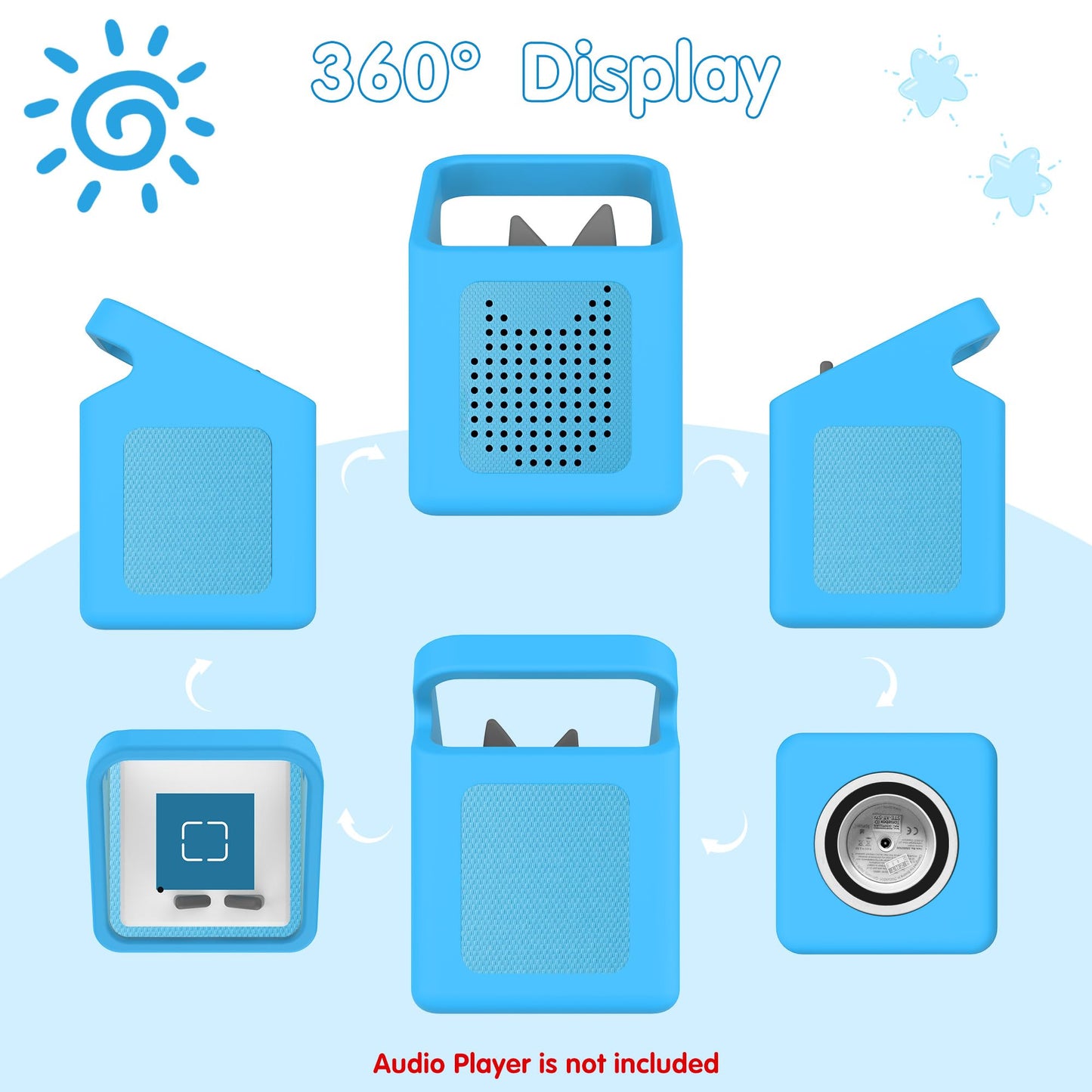 Silicone Case for Toniebox 1 Audio Player, Shockproof & Scratch-Resistant Portable Protective Cover Sleeve for Tonies Toniebox 1 Accessories with Carry Handle (Blue)