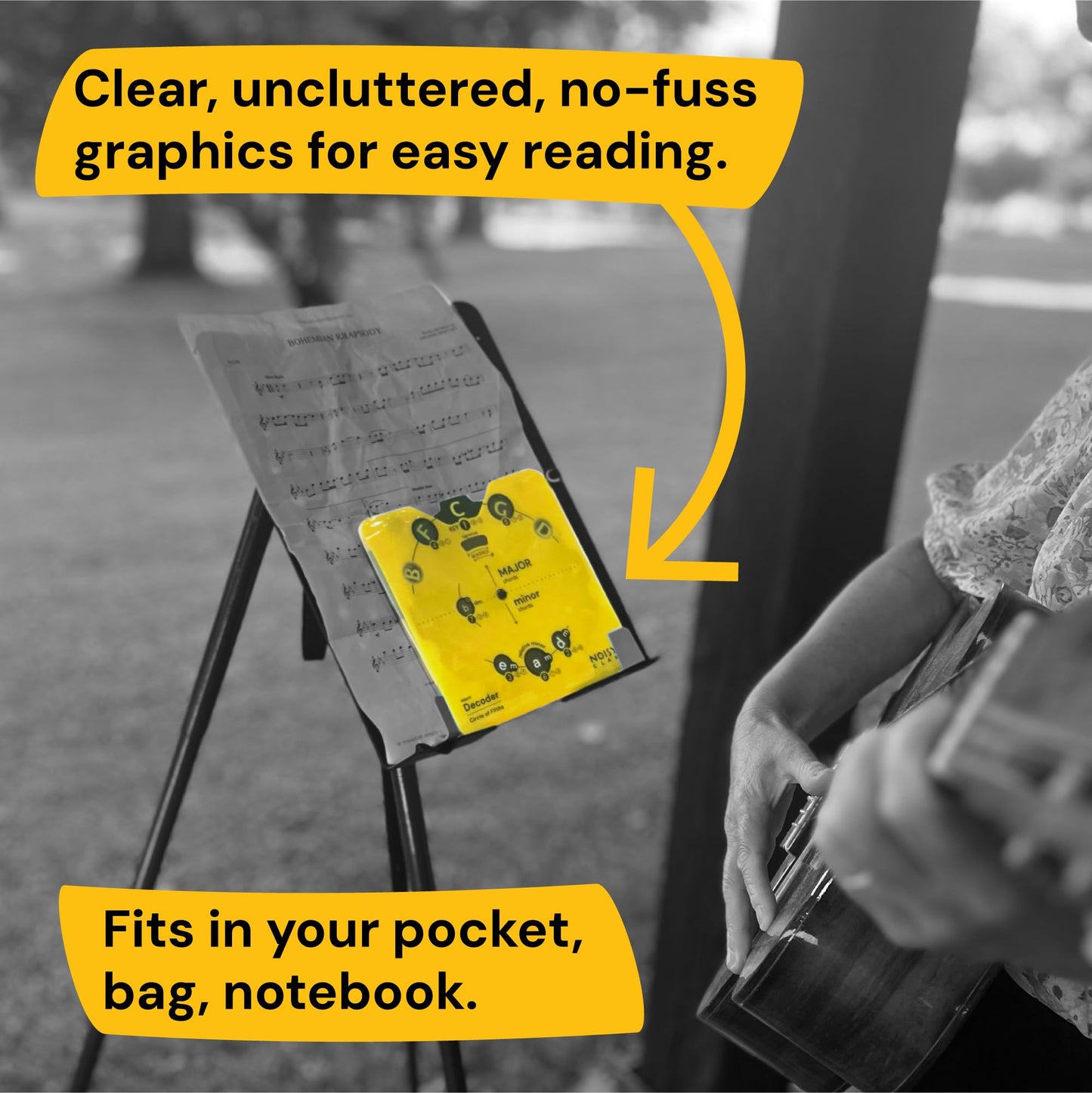 Noisy Clan Guitar Circle of Fifths Wheel & 78-Page Theory Book - Identify Keys and Transpose Music Easily - Master Songwriting and Composition - Durable 6" x 6" Decoder