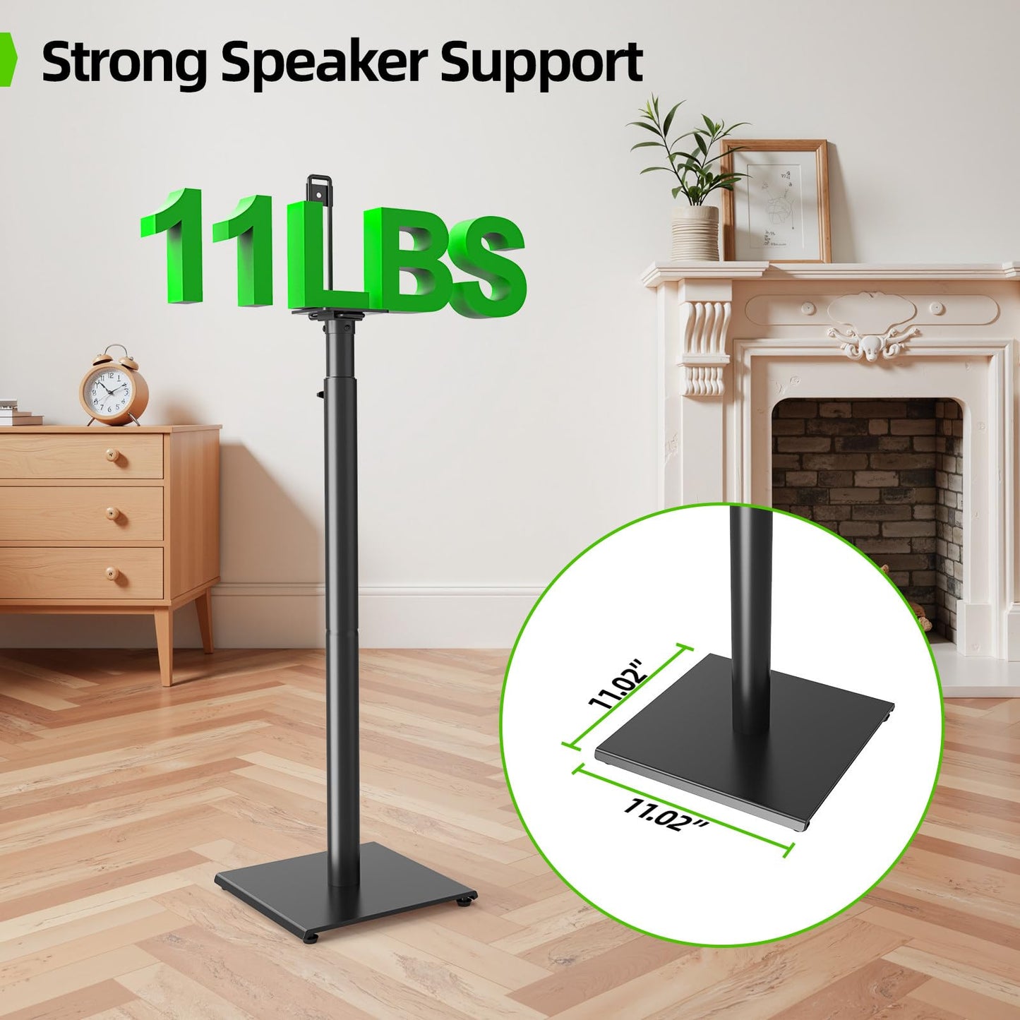 USX MOUNT Universal Speaker Stands Height Adjustable - Extends 33" to 42", Holds Satellite and Small Bookshelf Speaker up to 11 Lbs, Set of 2, Heavy Duty Base, Built-in Cable Management, XAS516