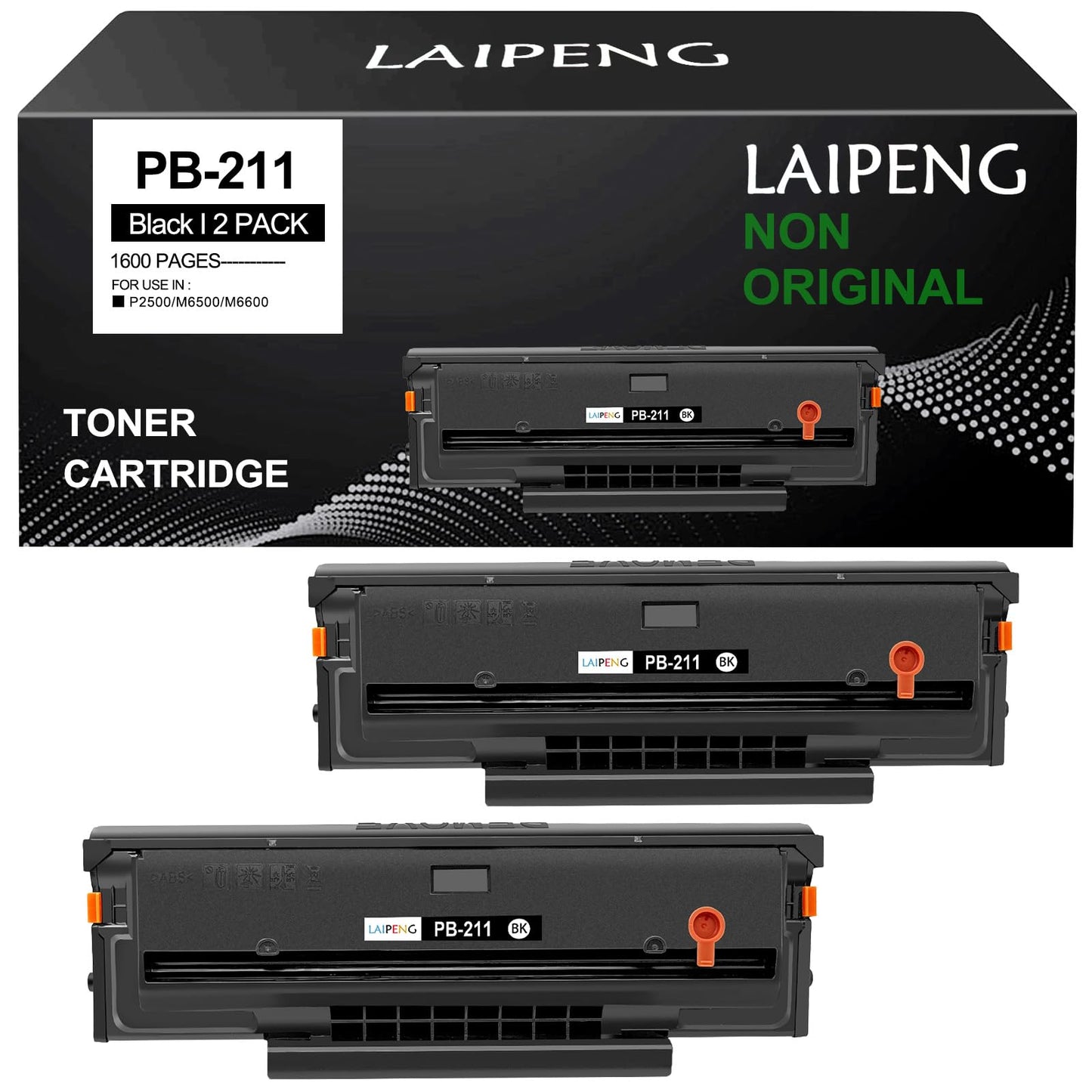 LAIPENG PB211 PB-211 PB 211 PB-211EV Compatible Toner Cartridge for P2500W P2502W P2207 M6500NW M6550NW M6600NW M6552NW M6602NW Printers Yeilds up to 1600 Pages (Black 2 Pack)